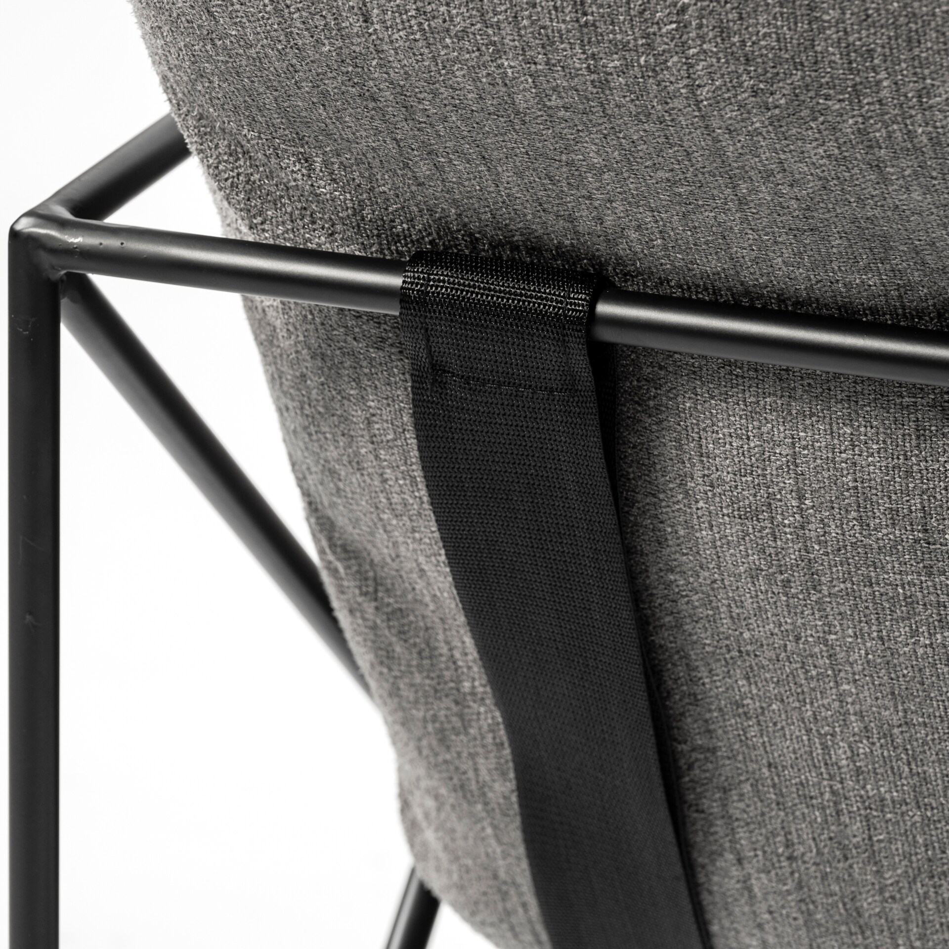 Leonidas Gray Fabric and Black Metal Accent Chair
