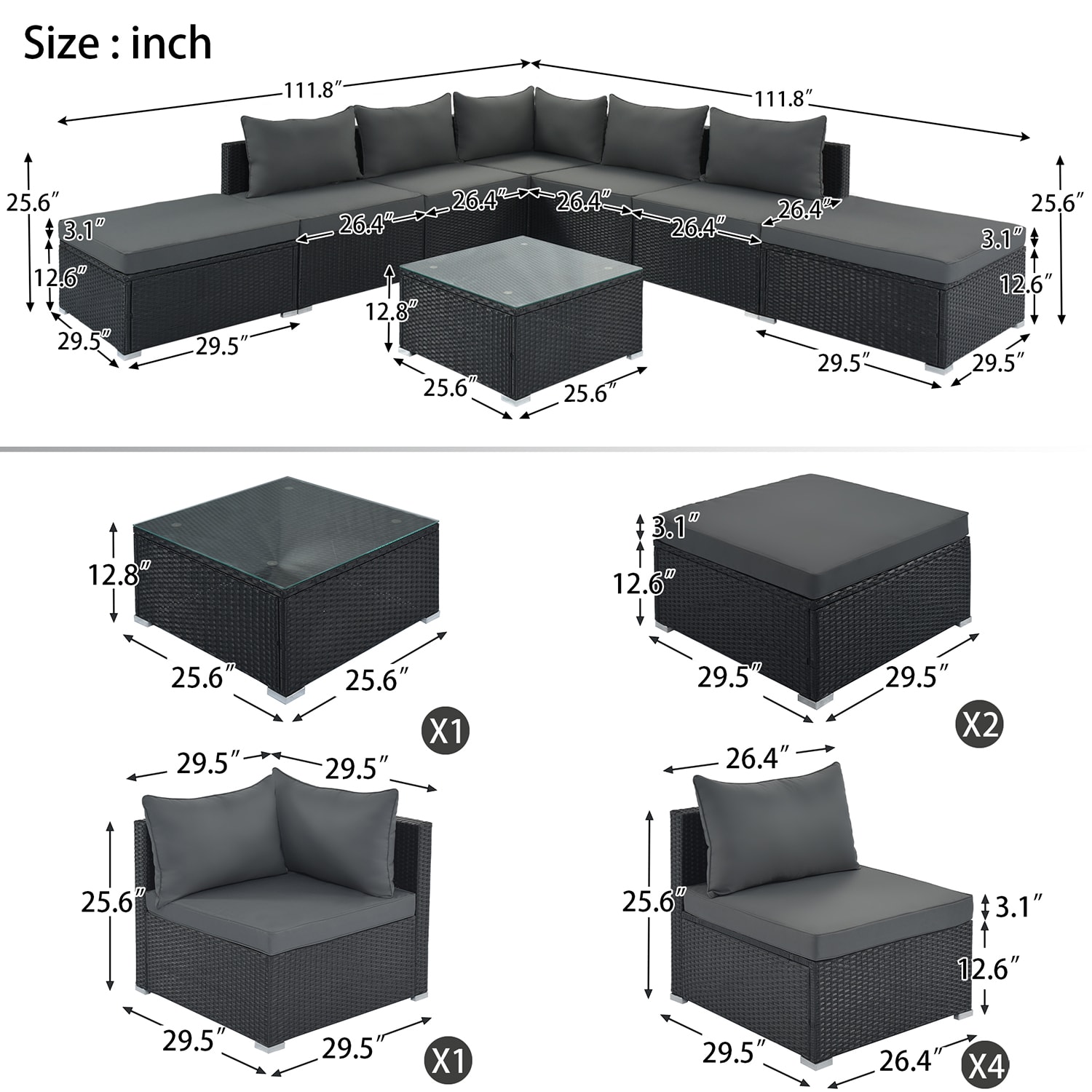 SINOFURN SYA380080GY Patio-Conversation-Sets - View #17