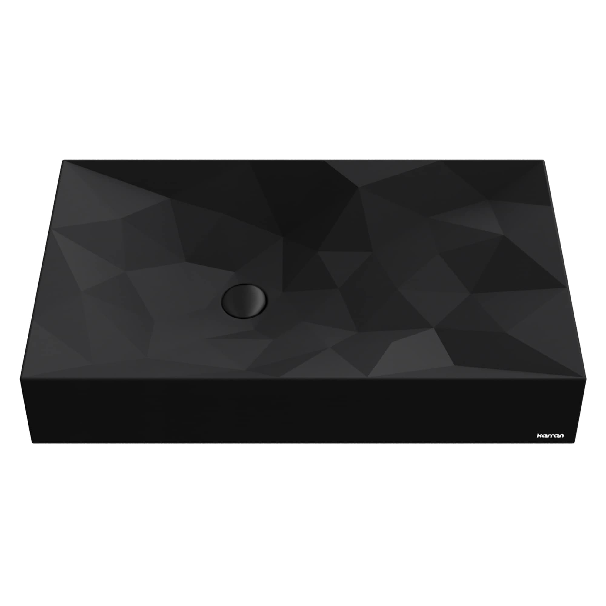 Karran SQS400BL Sternhagen Granite Vessel Rectangular Traditional Black Bathroom Sink with Drain Included ( 28.13-Inches x 16.38-Inches )