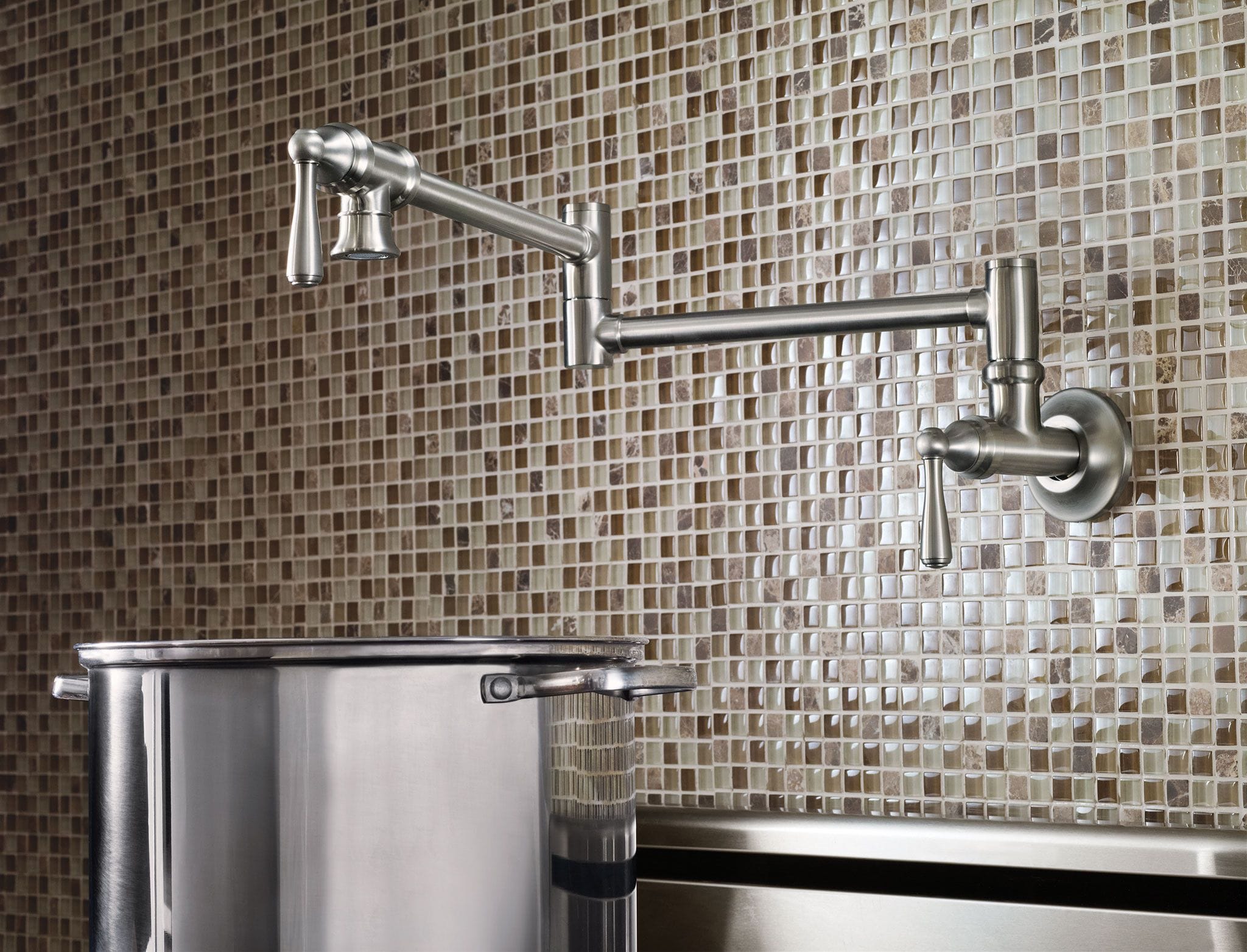 Moen S664SRS Traditional Spot Resist Stainless Double Handle Wall-mount Pot Filler Kitchen Faucet with Sprayer