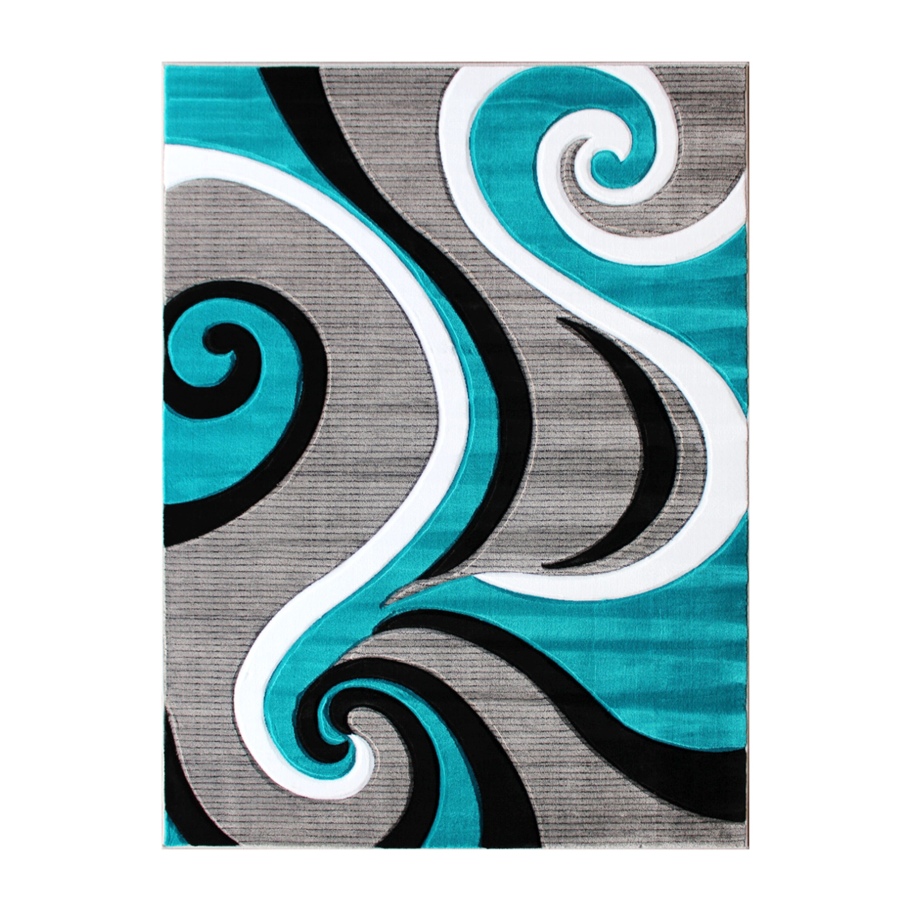 Flash Furniture Modern High-Low Pile Swirled 5' x 7' Turquoise Area Rug - Olefin Accent Rug