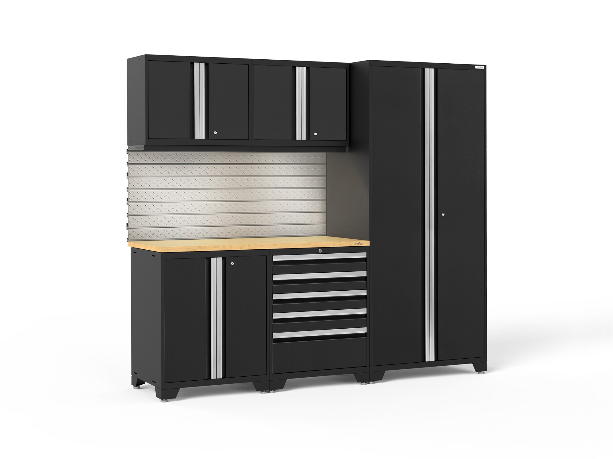 NewAge Products 64056 92-in W x 84.75-in H x 24-in D 5 -Cabinets Steel Black Garage Storage System
