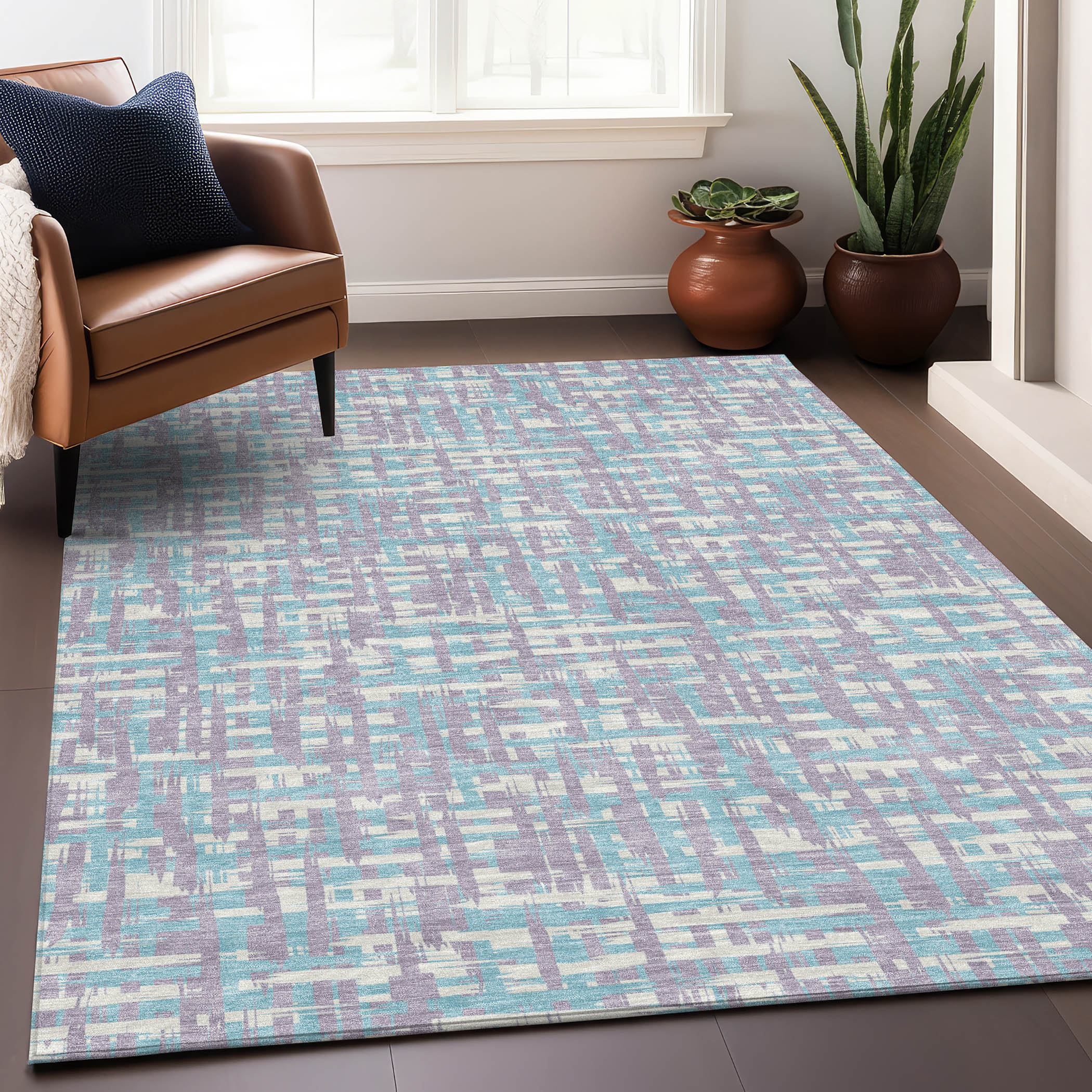 Addison Rugs ACN1060LV5X8 Chantille ACN1060LV 5 x 7 (ft) Polyester Lavender Rectangular Indoor/Outdoor Geometric Machine washable Area rug
