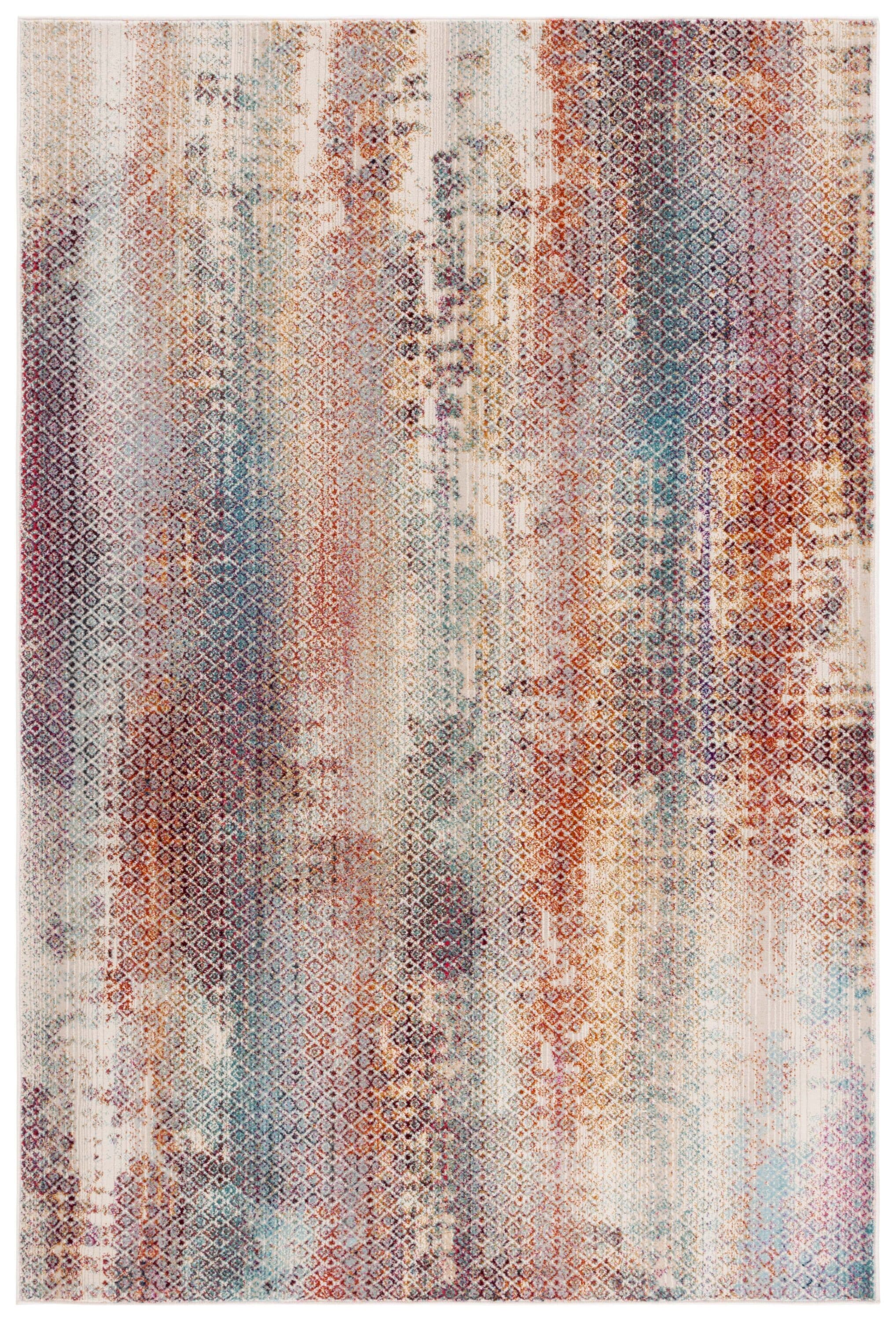 Safavieh RBW658N-8 8 x 10 (ft) Loomed Polypropylene Navy/Rust Gold Rectangular Indoor/Outdoor Abstract Mid-Century Modern Area rug