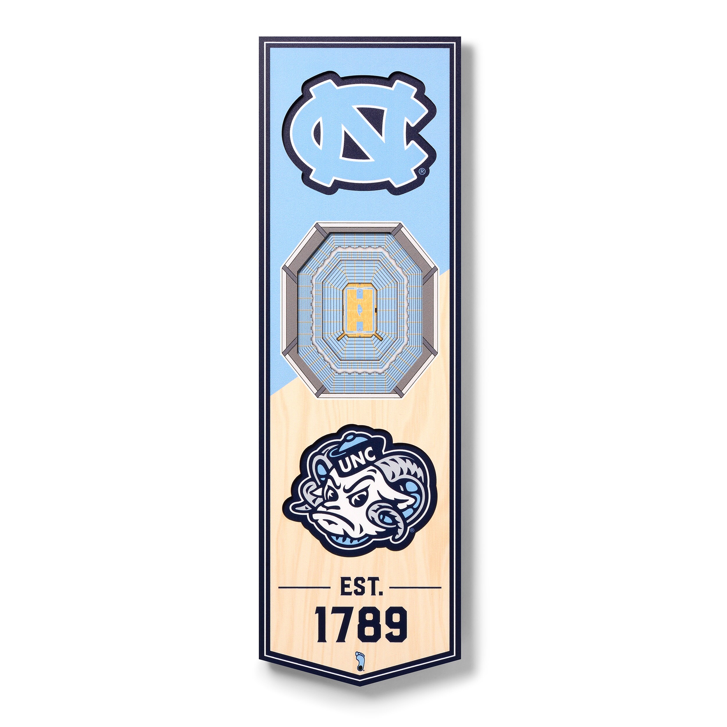 StadiumViews 953326 North Carolina Tar Heels YouTheFan NCAA North Carolina Tar Heels 3D Stadium 6x19 Banner - Dean E. Smith Center YouTheFan Team Colors Floater frame 19-Inches H x 6-Inches W Sports 3D art