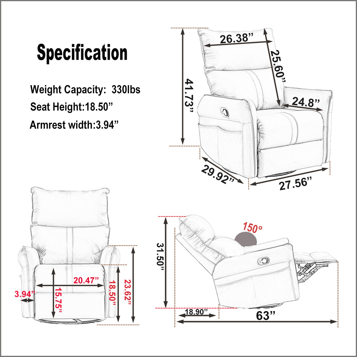 GZMR GM-W1003 recliners - View #8