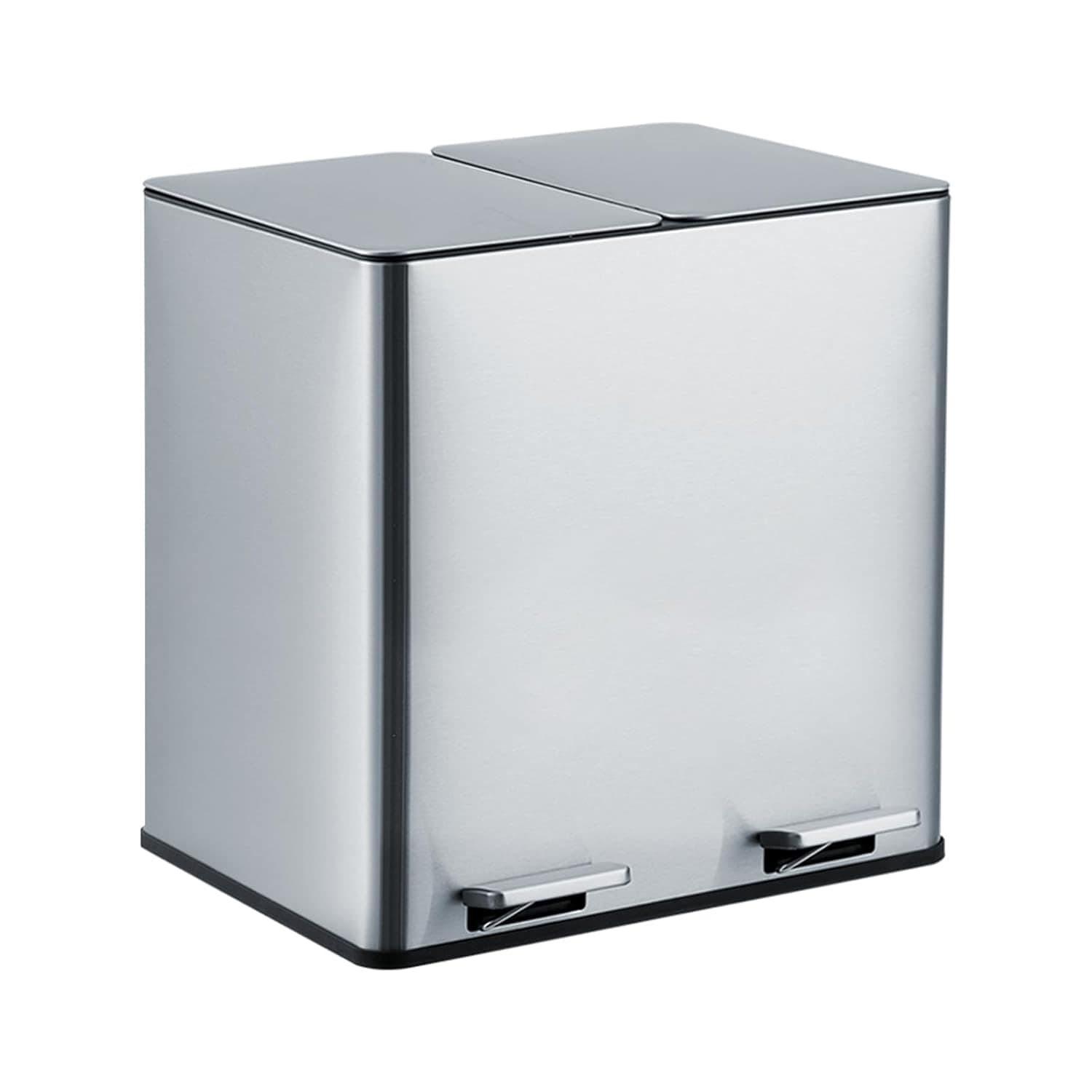 WhizMax JXNAG-PHK-33ETADGA Kitchen Trash Can 2x4 Gallon Rectangular Kitchen Waste Bin Dual Separate Compartment Recycle Bin with Removable Plastic Inner Buckets Soft Step-on with Lid