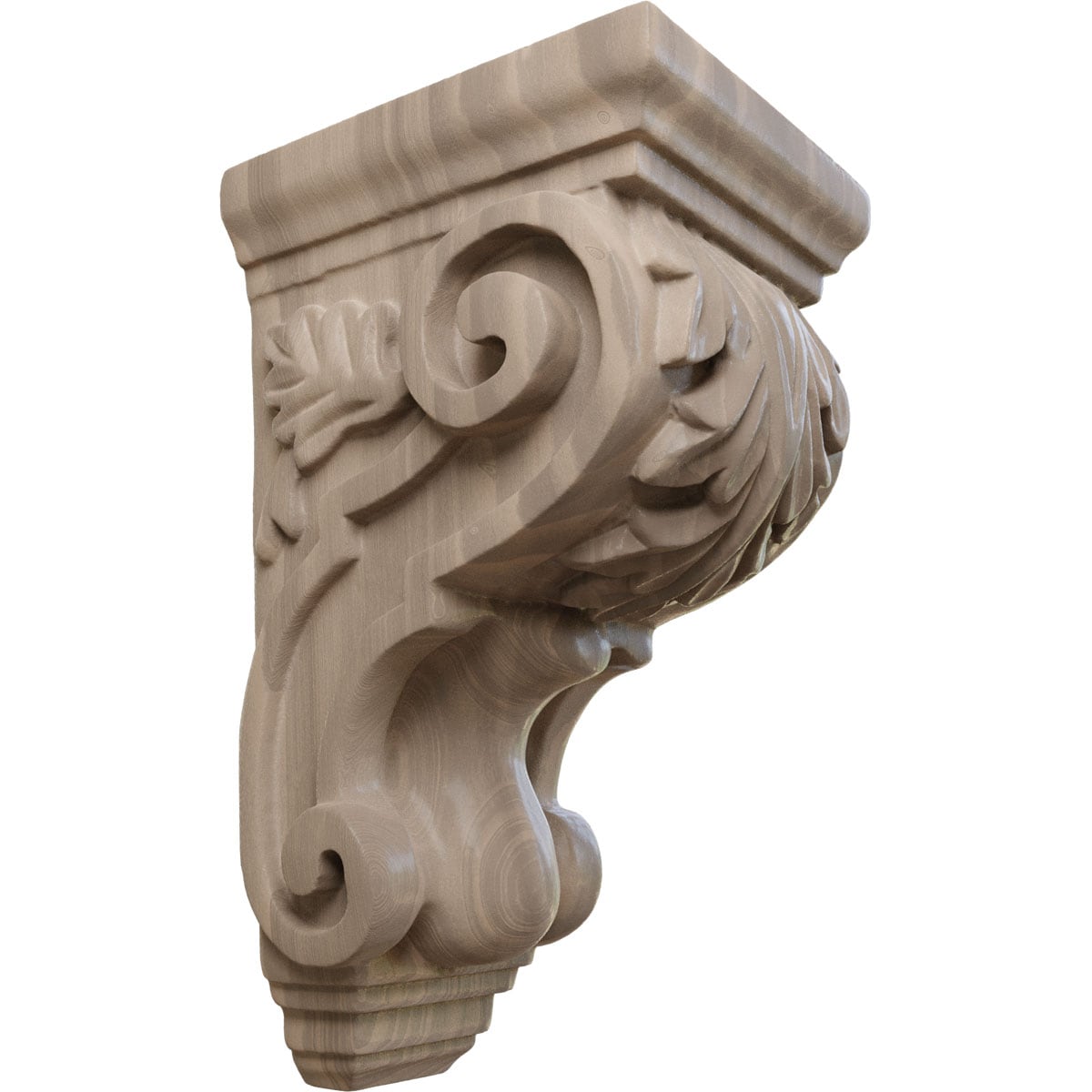 Ekena Millwork CORW03X04X07TAWA 3.5-in x 4-in x 7-in Unfinished Walnut Wood Paintable/Stainable Corbel