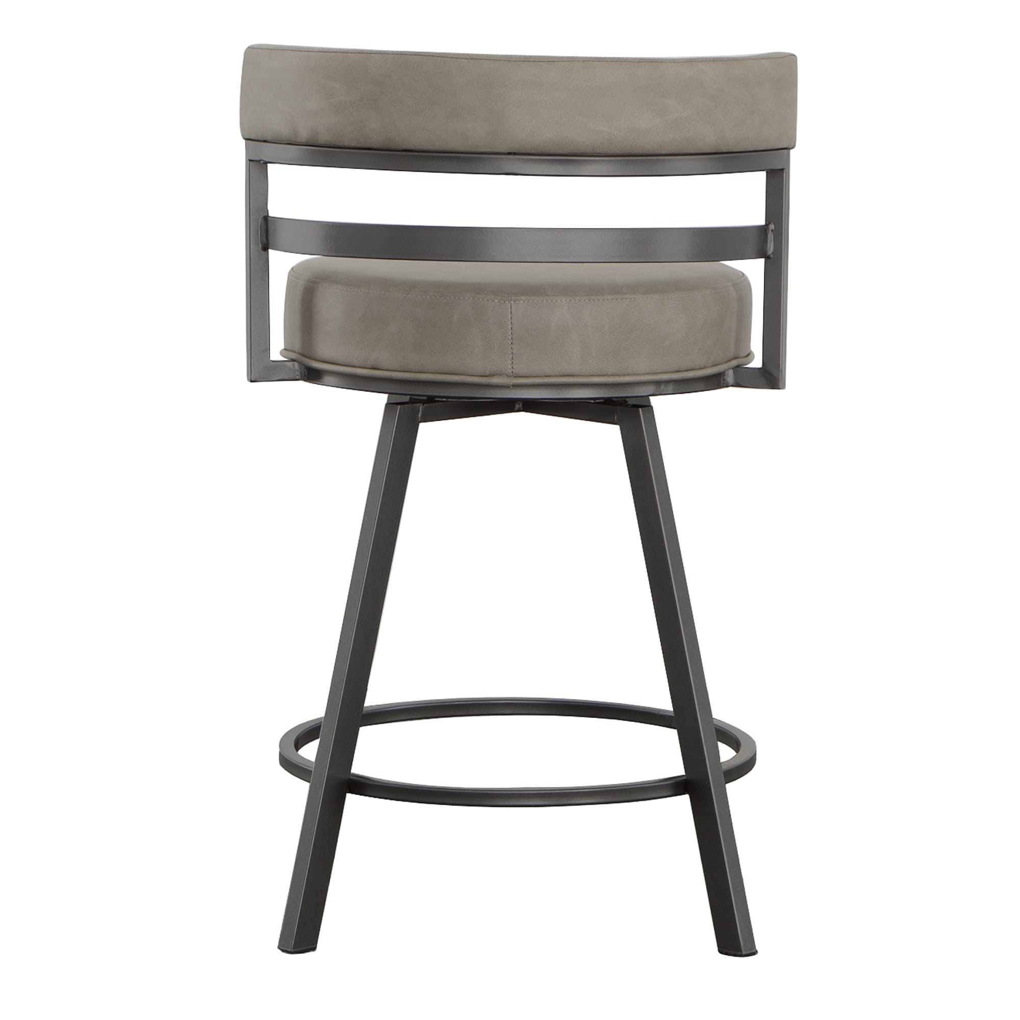 Transitional Beige Faux Leather Swivel Counter Stool