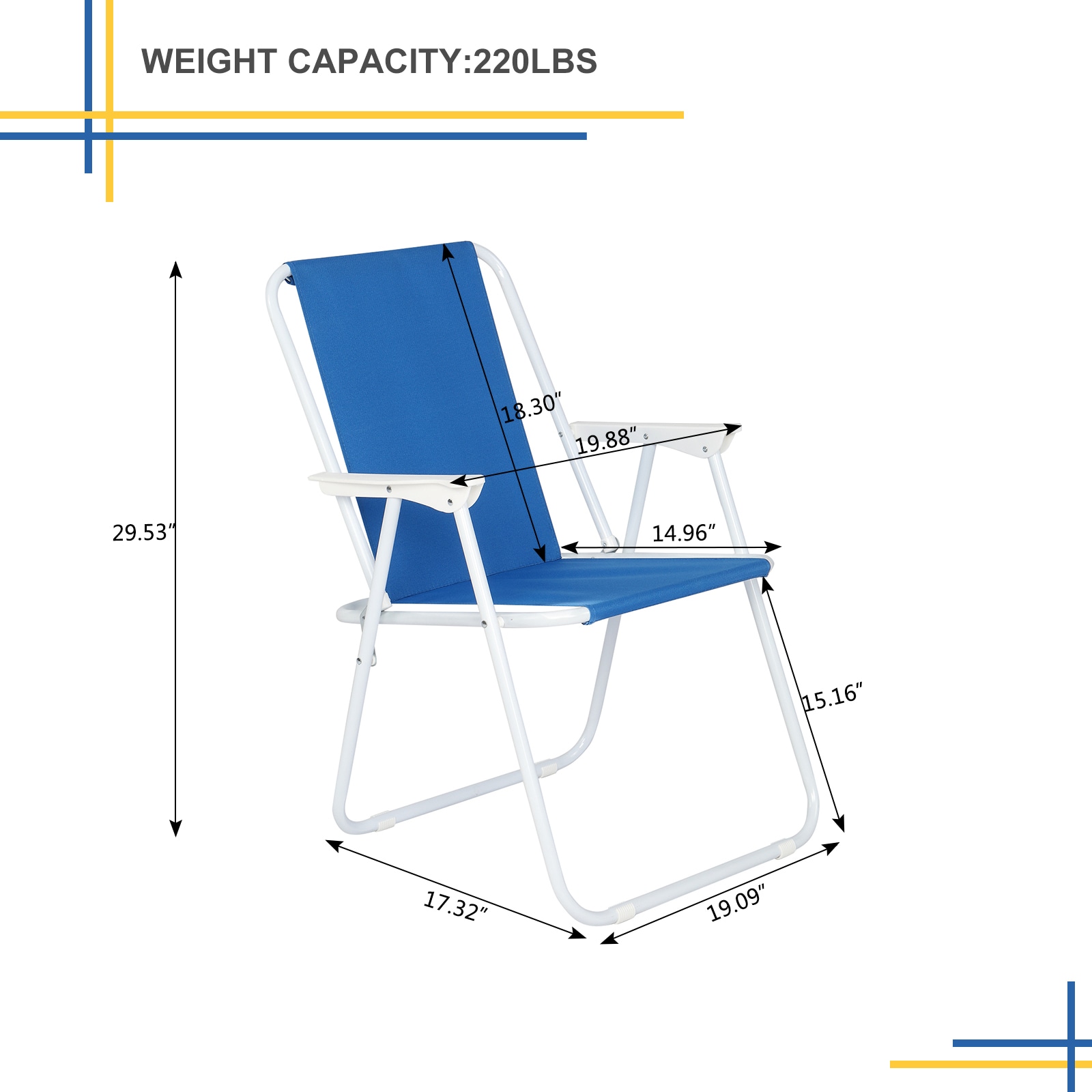 Winado Polyester Blue Folding Beach Chair (Adjustable) in the Beach ...