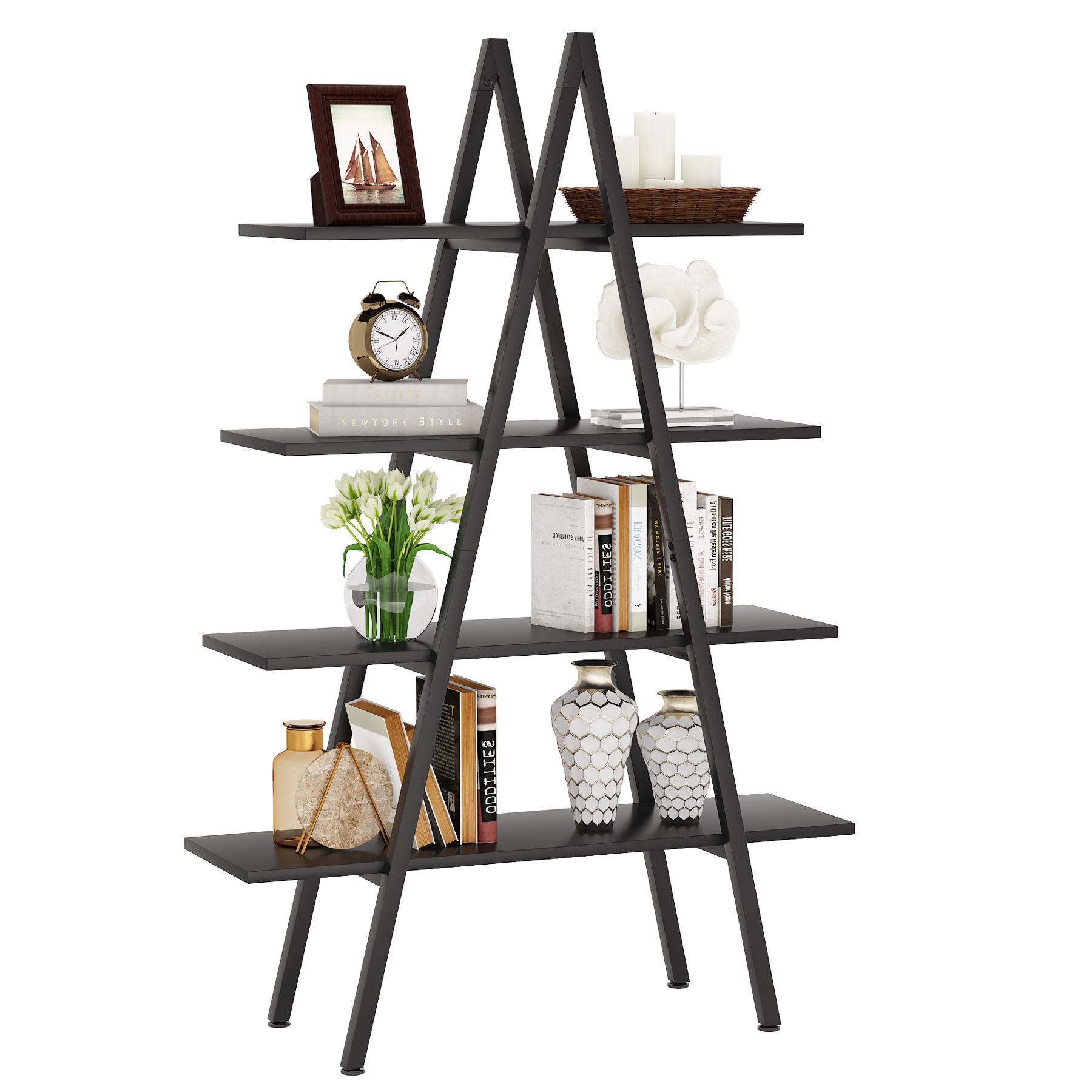 64 5 Tier Metal Book Shelf Black - Ore International