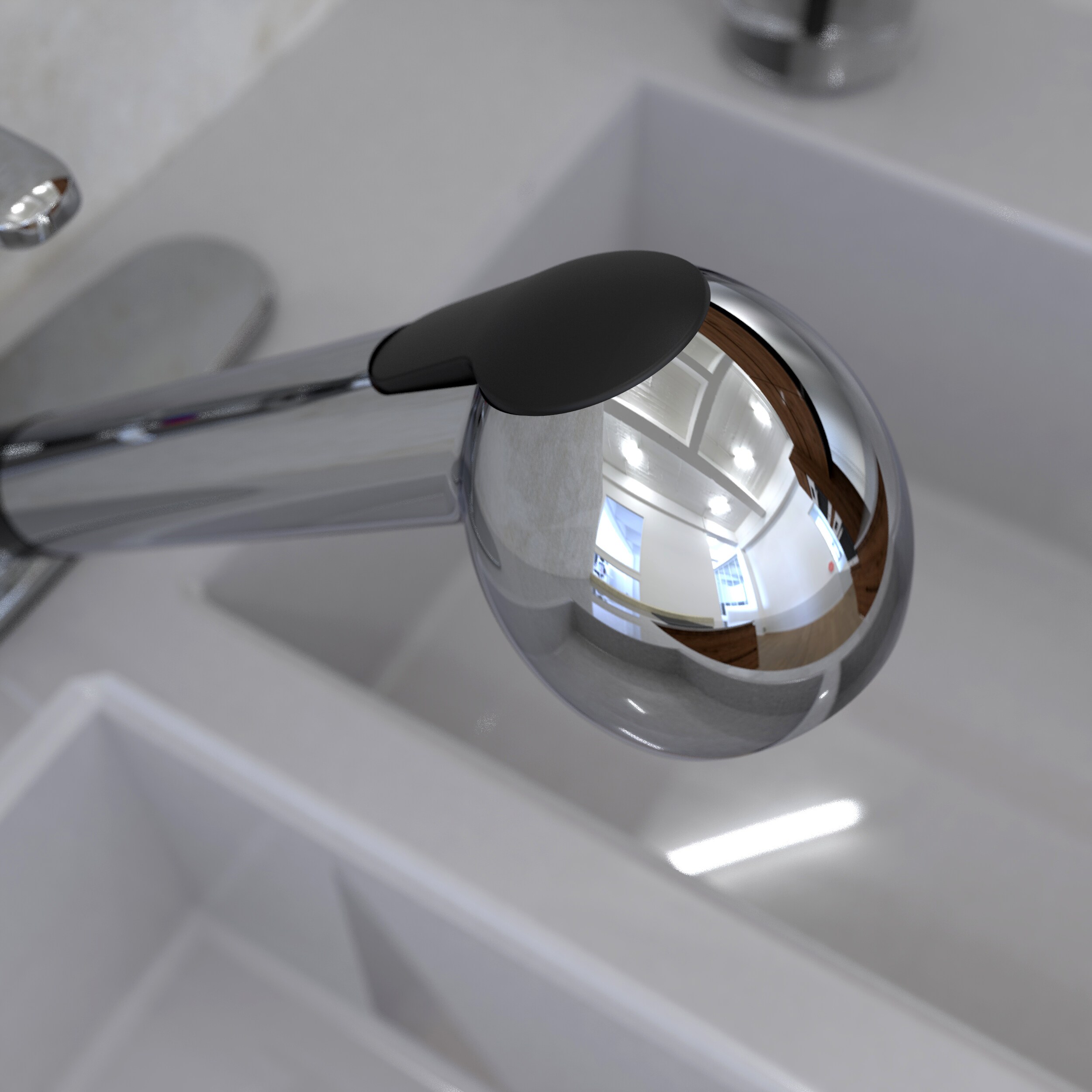 Polished Chrome Single Handle Pull-Out Kitchen Faucet with Sprayer
