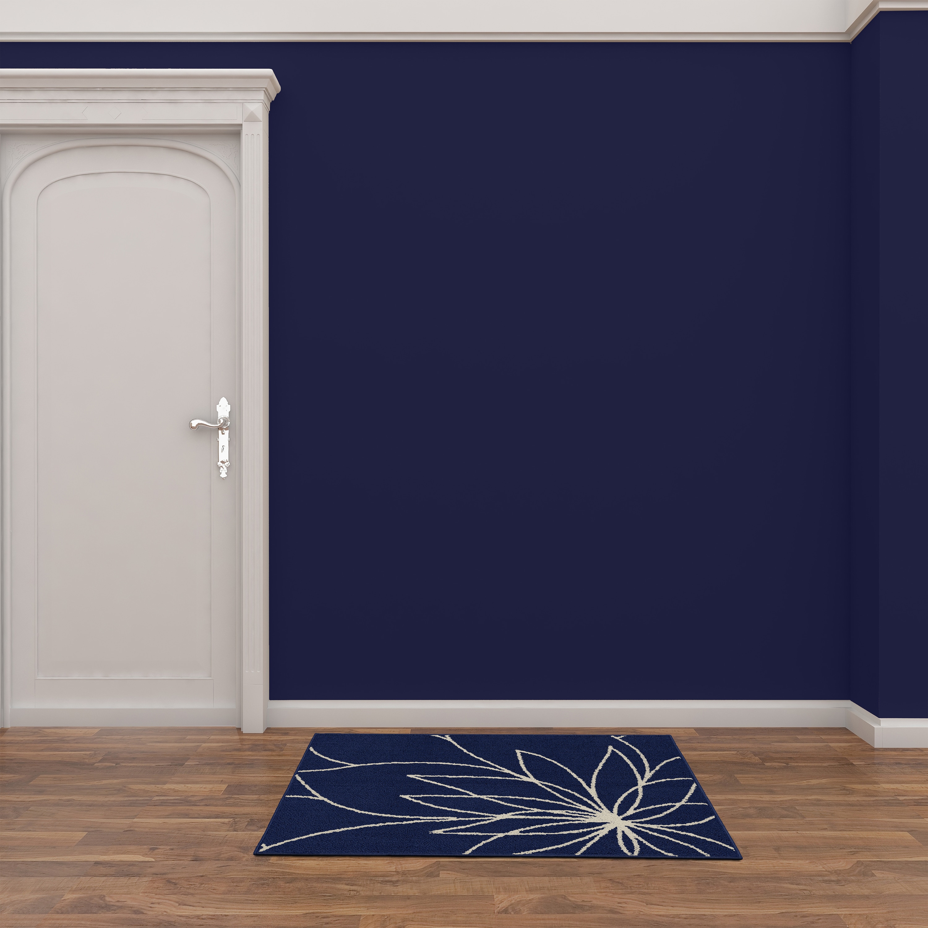 Garland Rug LL460W030046L5 Grand Floral 2 x 3 (ft) Tufted Polypropylene Indigo/Ivory Rectangular Indoor Abstract Farmhouse/Cottage Area rug