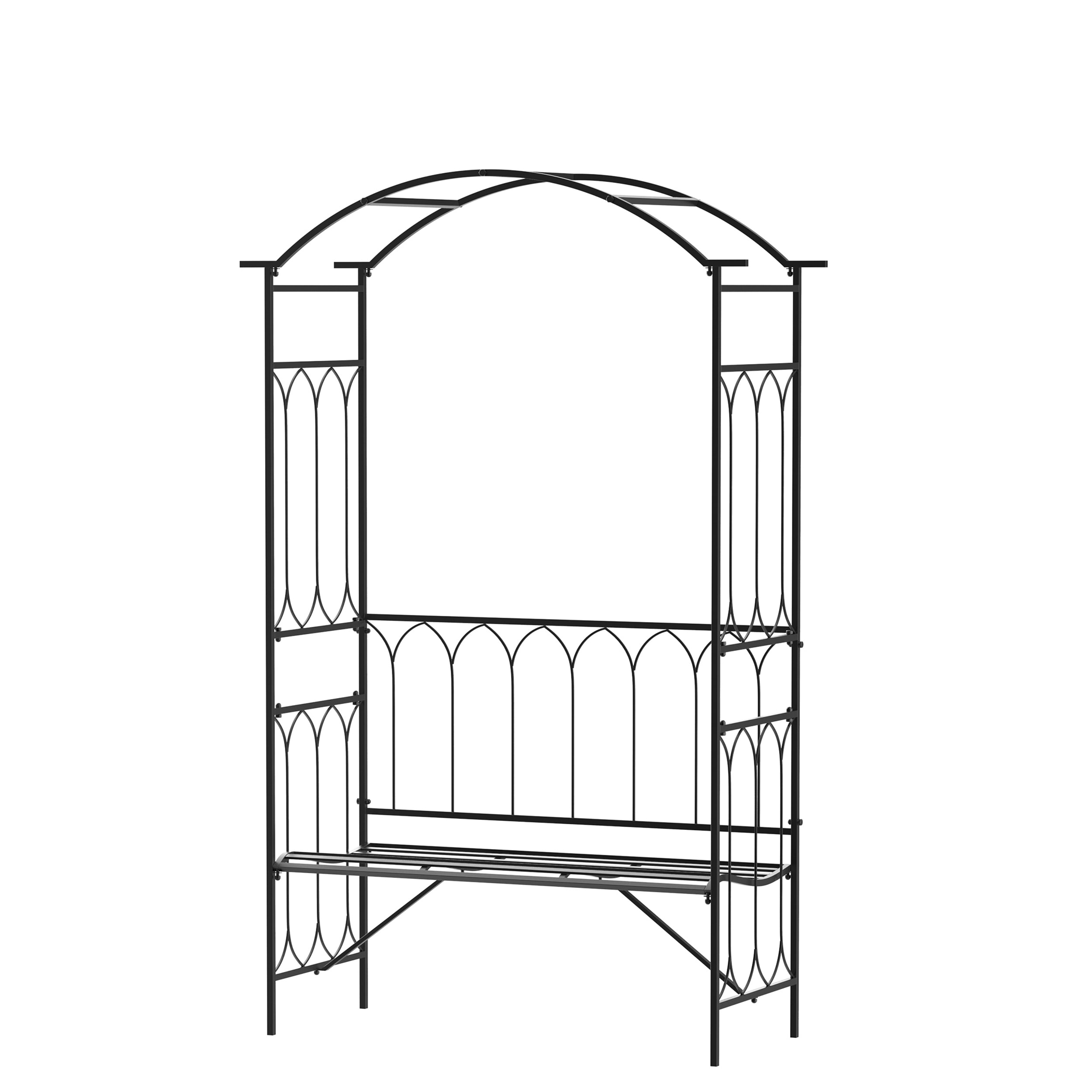 AHIOU HOME ZAAHG-P217556GA Downey 3.8-ft W x 6.7-ft H Arched Black Steel Garden Arbor