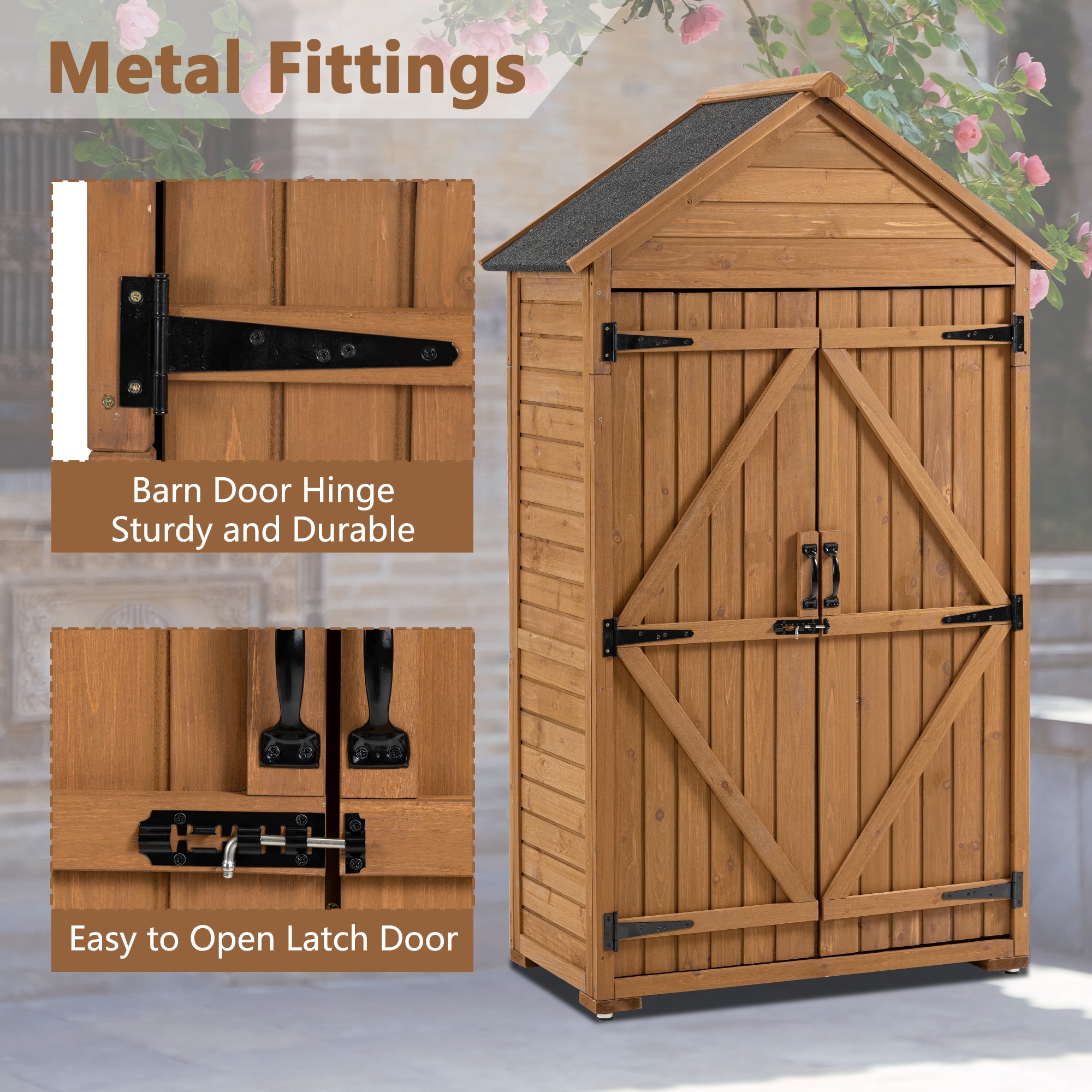 WELLFOR Outdoor Storage Wooden Tool Shed 2-ft x 4-ft Storage Shed ...