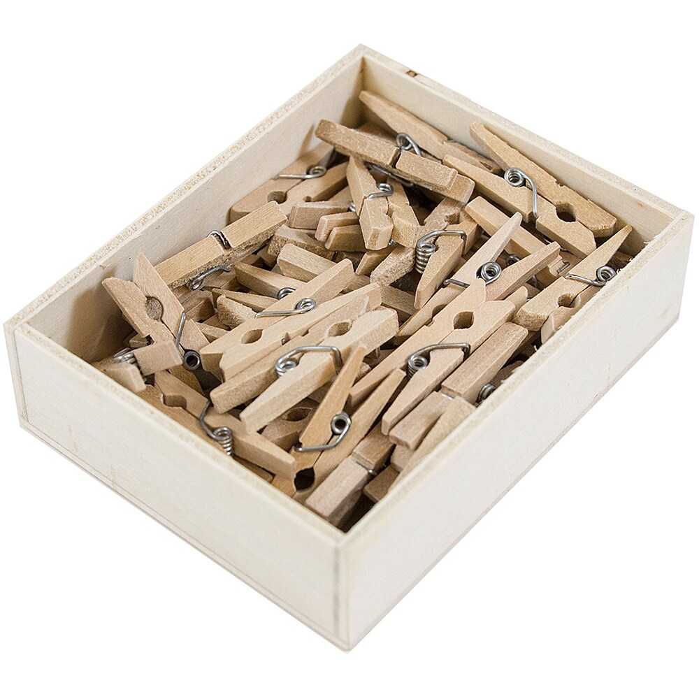 Household Essentials Solid Wood Clothespins 50 Pack Laundry