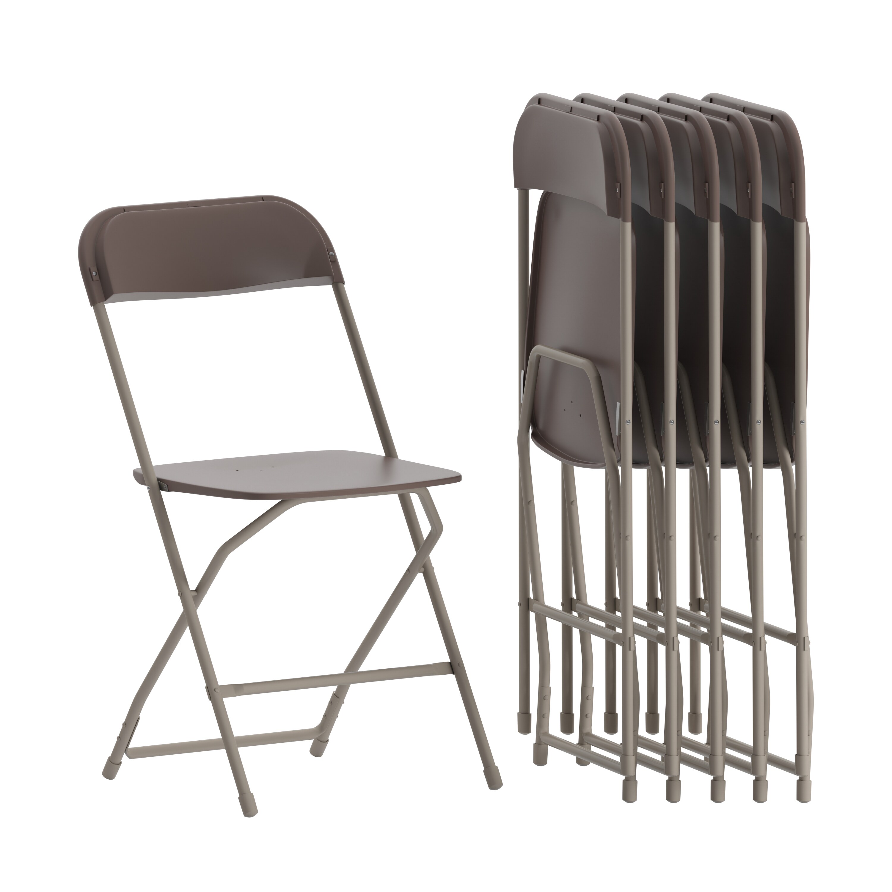 Flash Furniture 6-Pack Brown Standard Folding Chair with Solid Seat (Indoor  or Outdoor) in the Folding Chairs department at