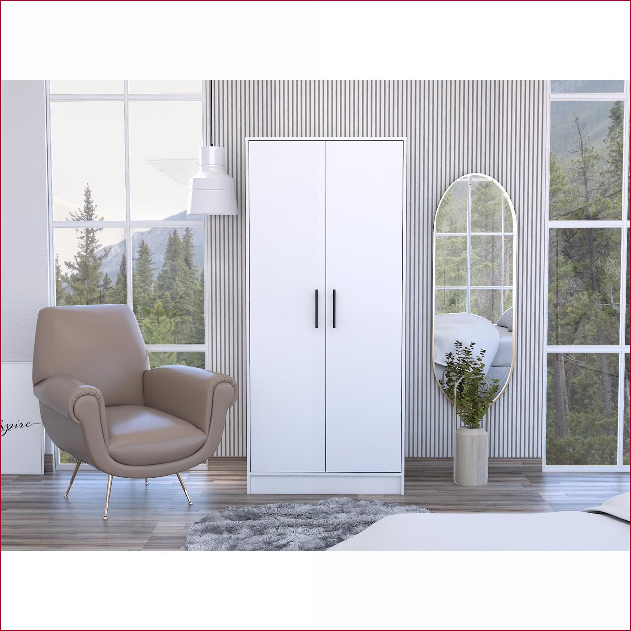 SunJet Conway Rectangle Armoire White made of Particle Board weighing 43.41lbs with dimensions 19.69inx31.5inx71.1in one_size | KMEIHPTT9P68O