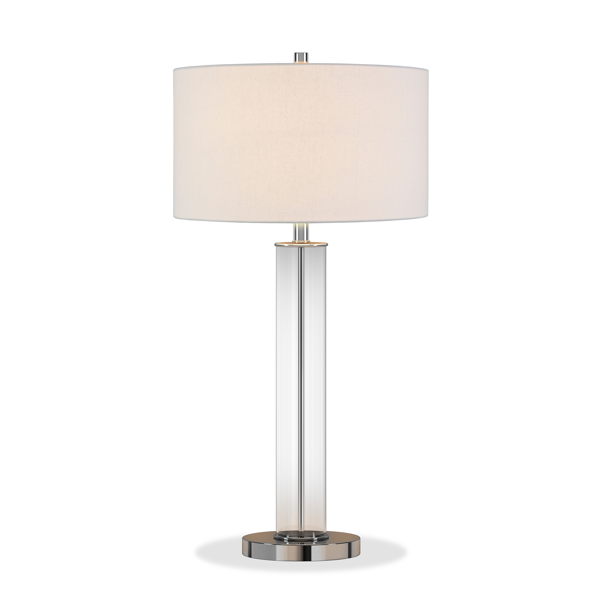 Harlow 29" Silver Nickel and Clear Glass Table Lamp with White Shade