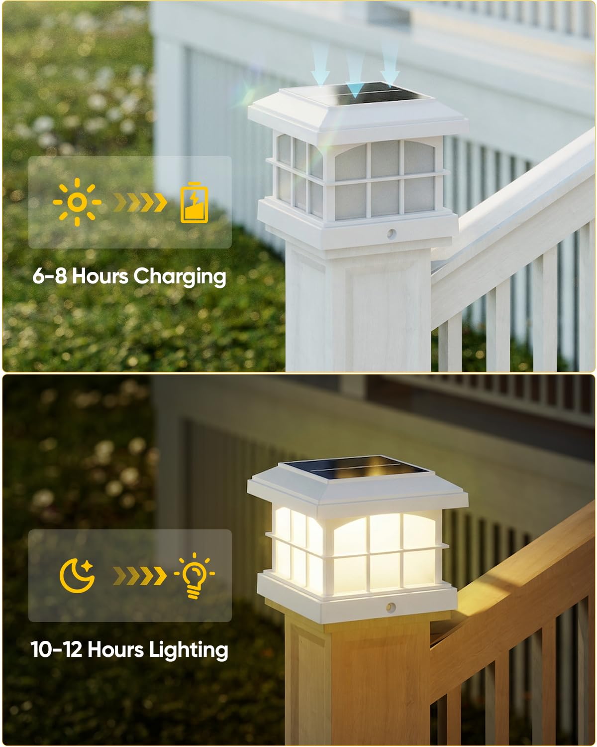 Oyezvary Solar Post Cap Lights 12 Pack 9 Colors 3 Modes Bright Outdoor ...