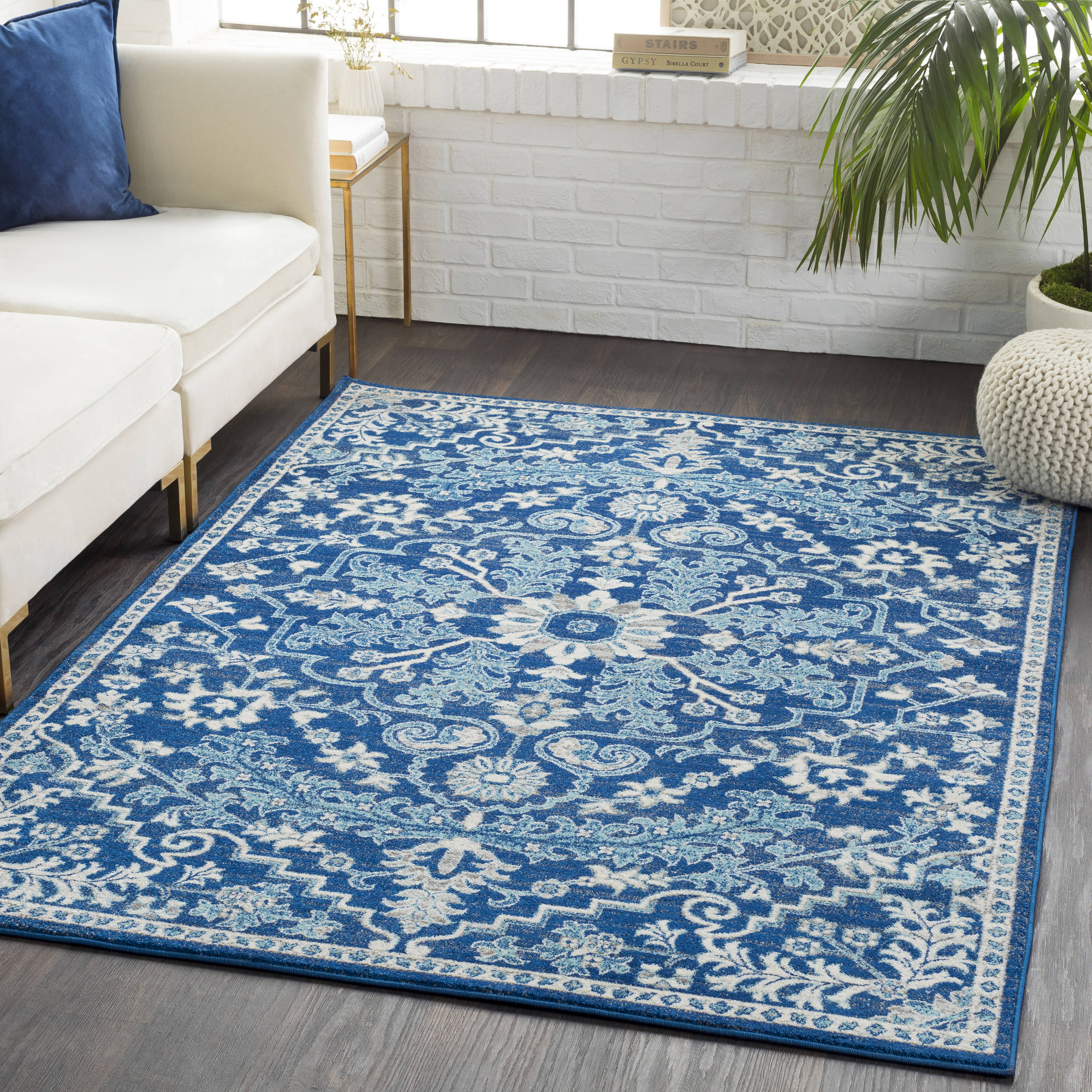 Livabliss Harput 8 x 10 Navy Indoor Medallion Vintage Area Rug in the ...