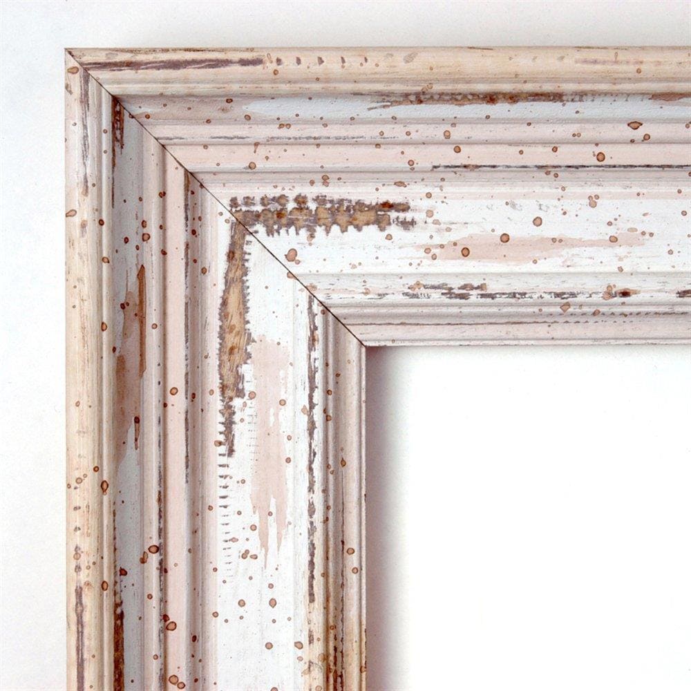 Alexandria Full Length Beveled Wall Mirror with White Wash Wood Frame