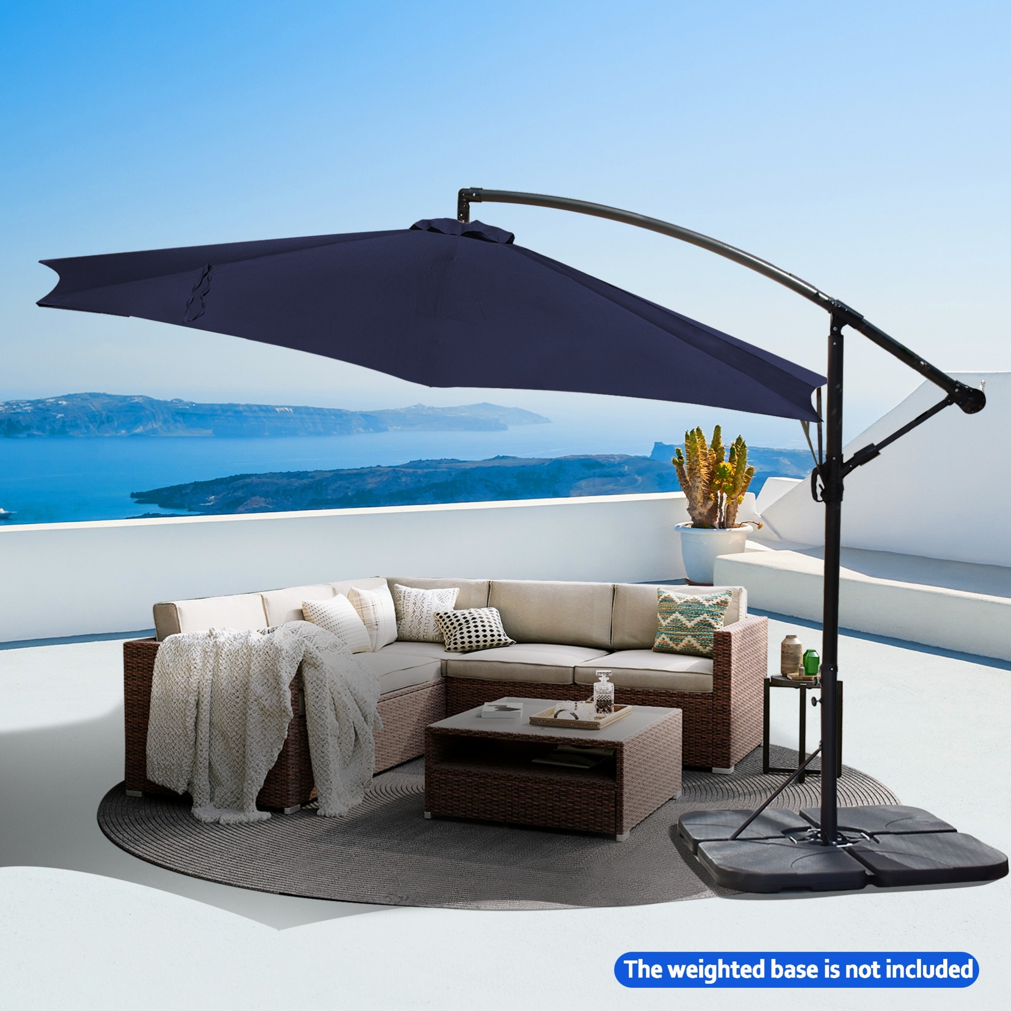 Sunrinx 12-ft Steel Navy No-tilt Cantilever Patio Umbrella Sunrinx 12-ft Steel Navy No-tilt Cantilever Patio Umbrella