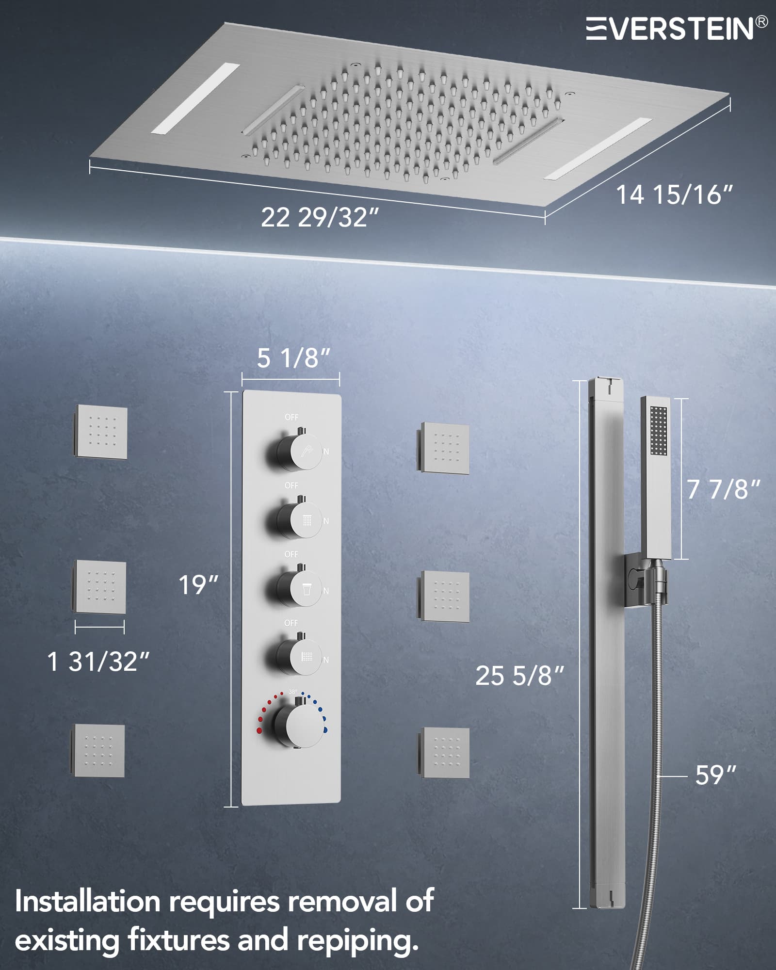 EVERSTEIN SFS-1025-NK Tub-Shower-Faucets - View #10