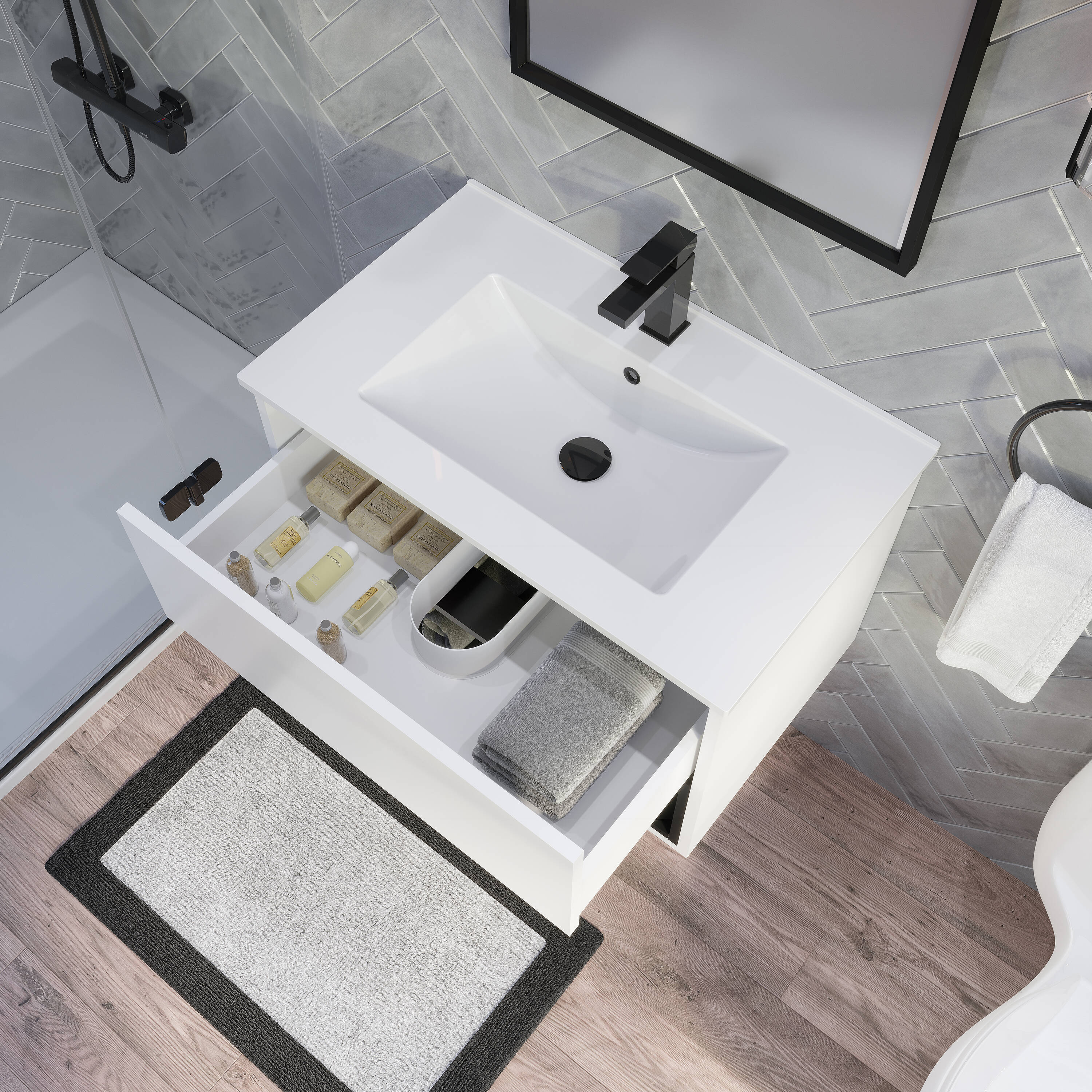 Spa Bathe Matthew 30-in White Single Sink Bathroom Vanity with White ...