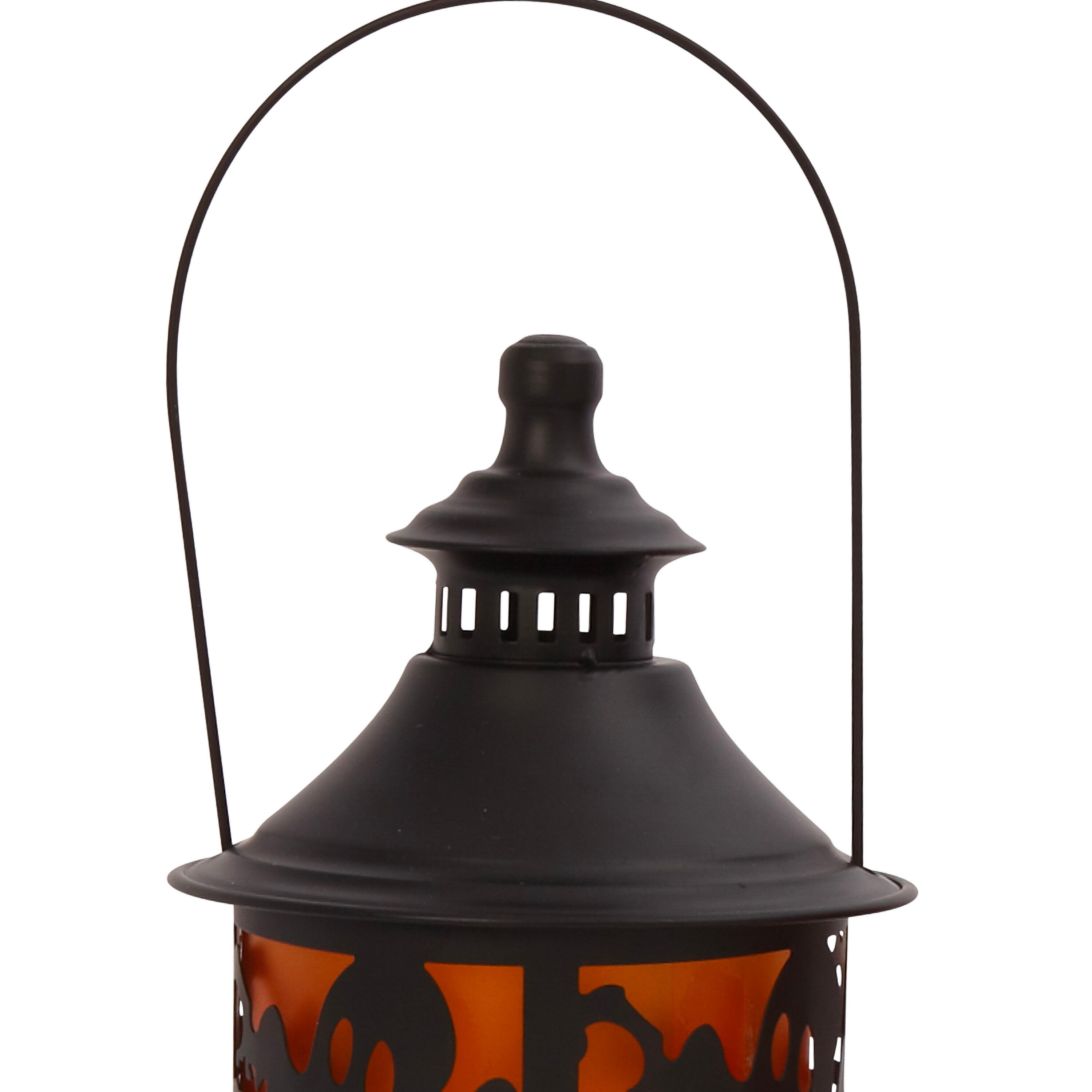 Gerson 44138 - 9.5 inch Metal and Glass Battery Operated Cool White LED Hurricane Lantern, Black