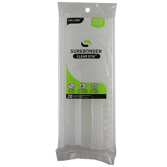 SUREBONDER Clear Stik All Temperature Standard Glue Sticks - 20 Pack, 10-in  Length, Ideal for Interior Use