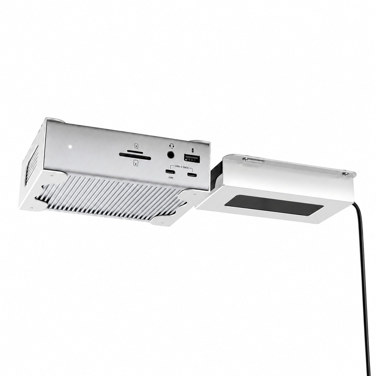 Aoibox  Under Desk Mount for CalDigit TS4 Thunderbolt 4 Dock TS3 Plus with Power Cable Holder No Drill Iron Rack White