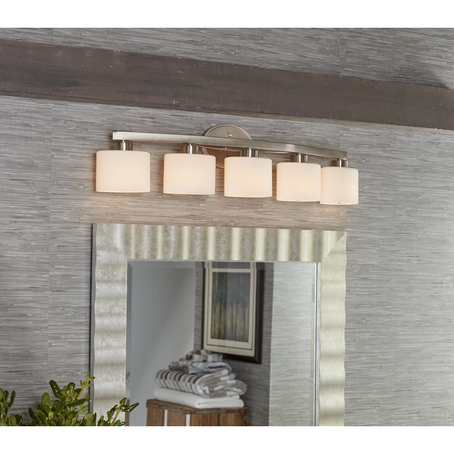 Allen + online roth Merington 37.5-in 5-Light Brushed Nickel Transitional Vanity Light