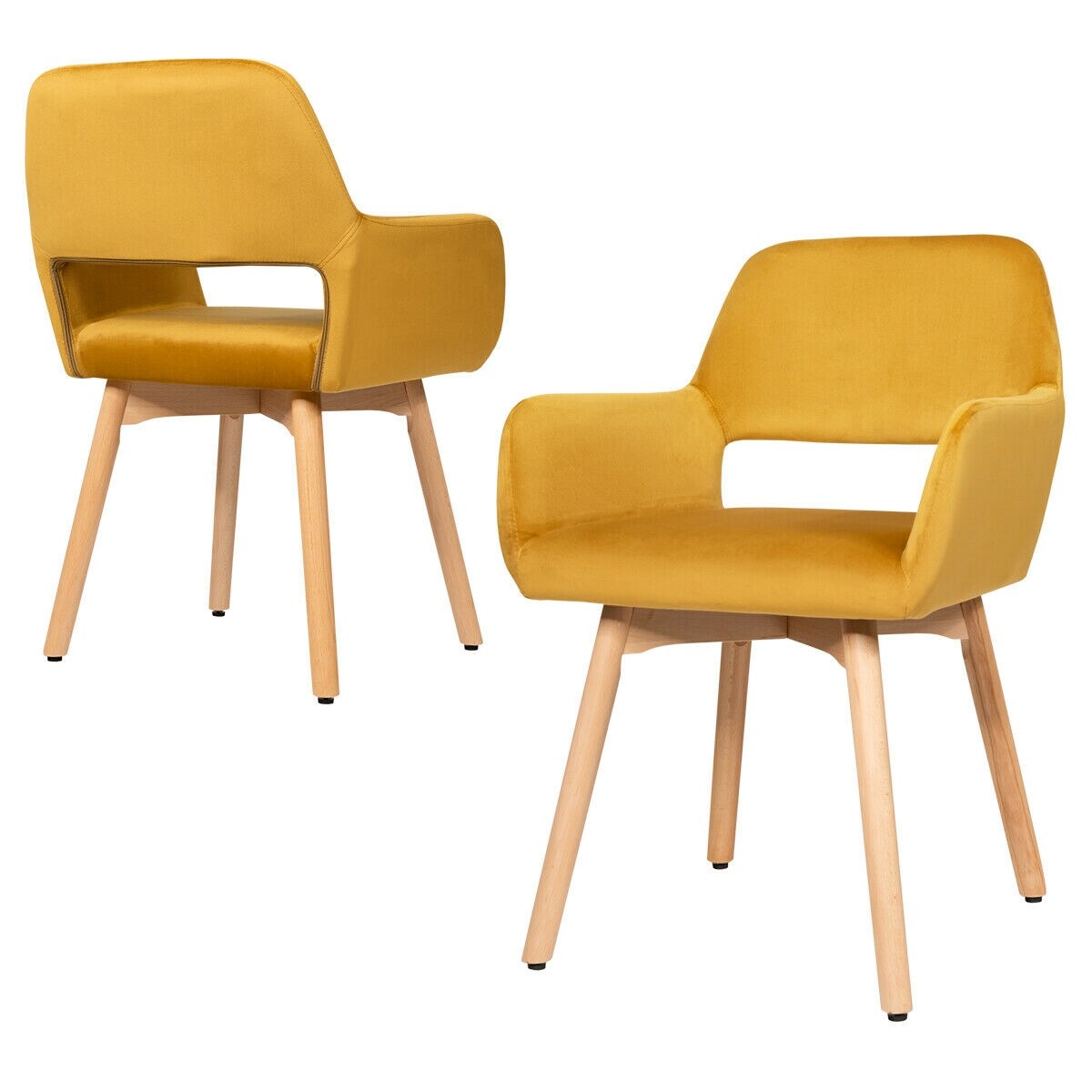 CASAINC WF-HW66056YW-2-LA Armchairs Modern Yellow Velvet Accent Chair