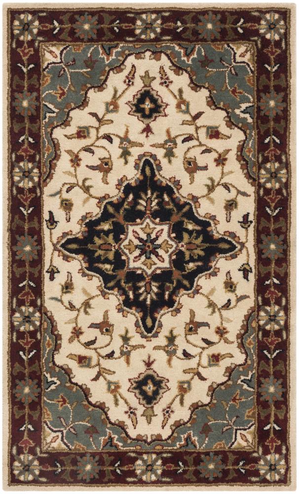Safavieh HG760A-4 Heritage Jhansi 4 x 6 (ft) Tufted Wool Ivory/Red Rectangular Indoor Floral/Botanical Oriental Area rug