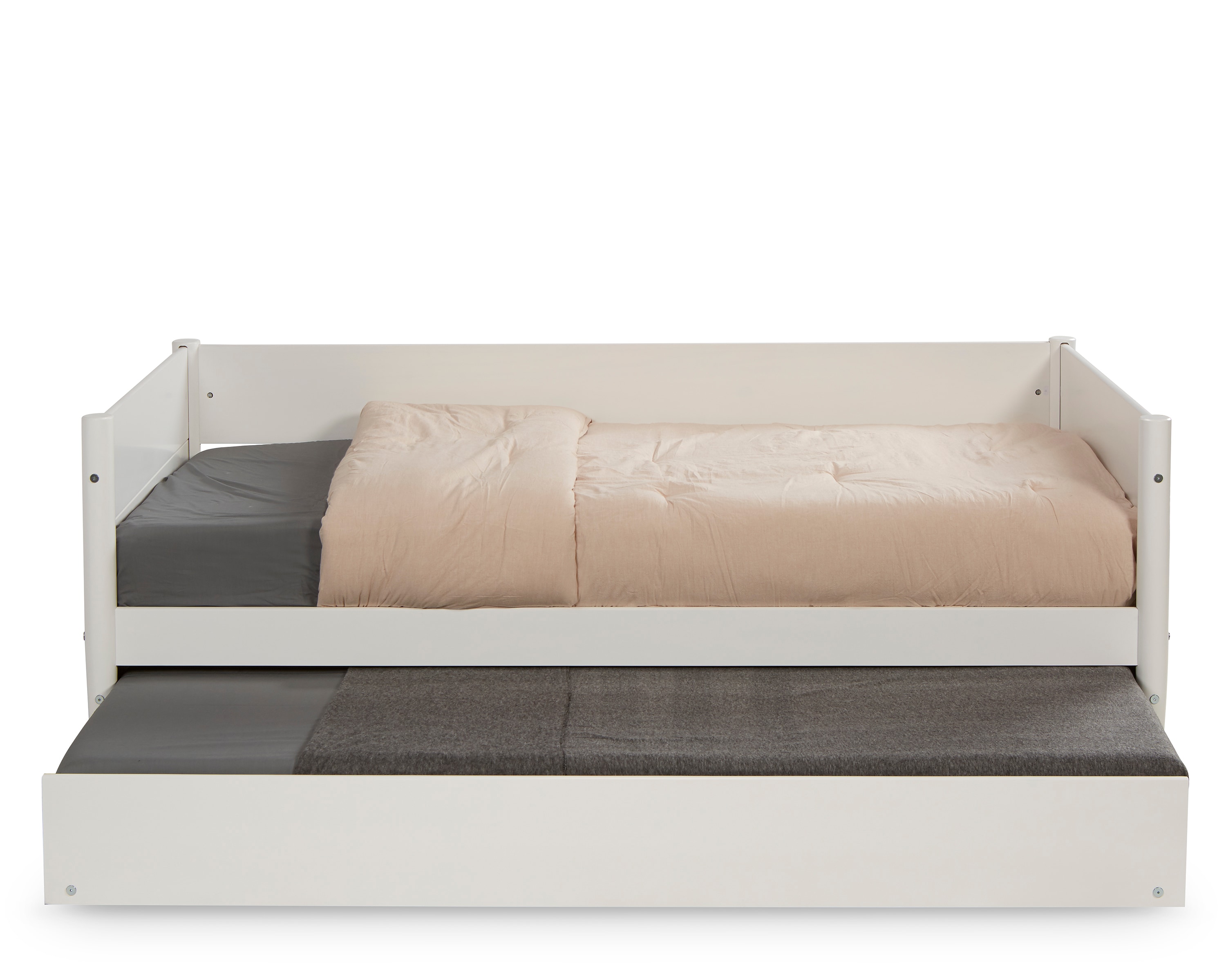 White Twin Wood Daybed with Trundle and Slats