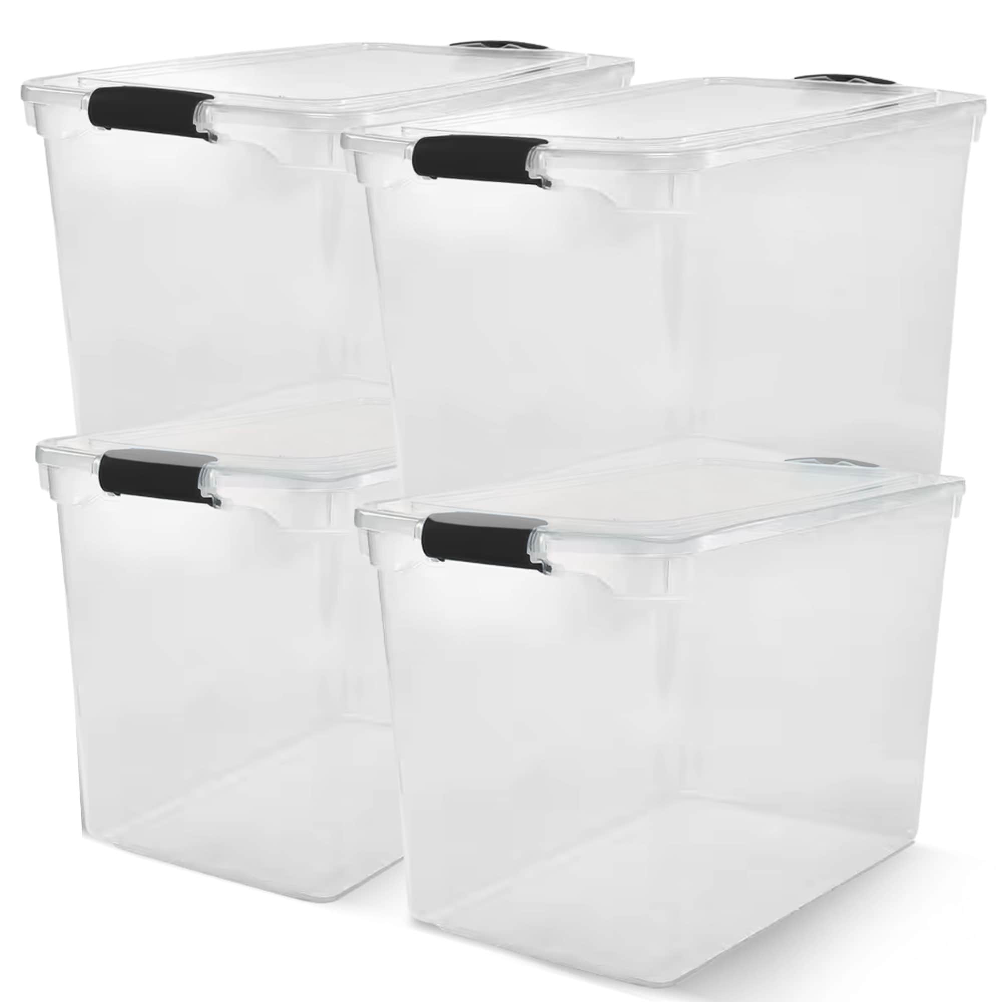 Homz Products 404100 4 -Pack ( 16-in W x 18.25-in H x 28.75-in D ) Clear Plastic Stackable Bin lid