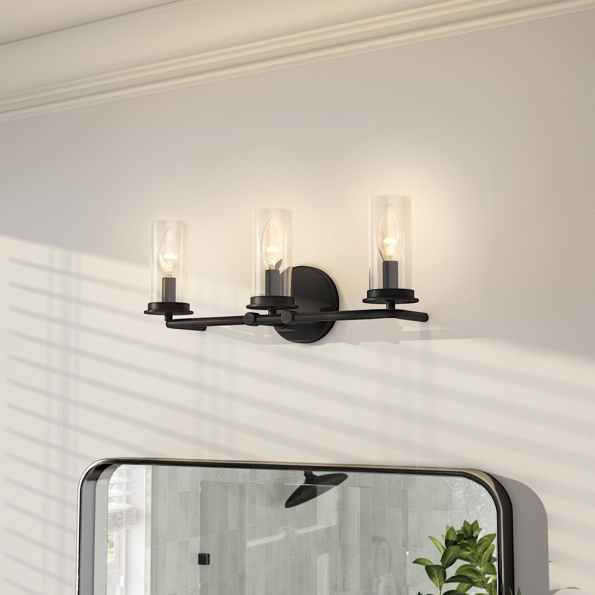 Hudson Heights Matte Black 3-Light 18" Wide Vanity Cylinder