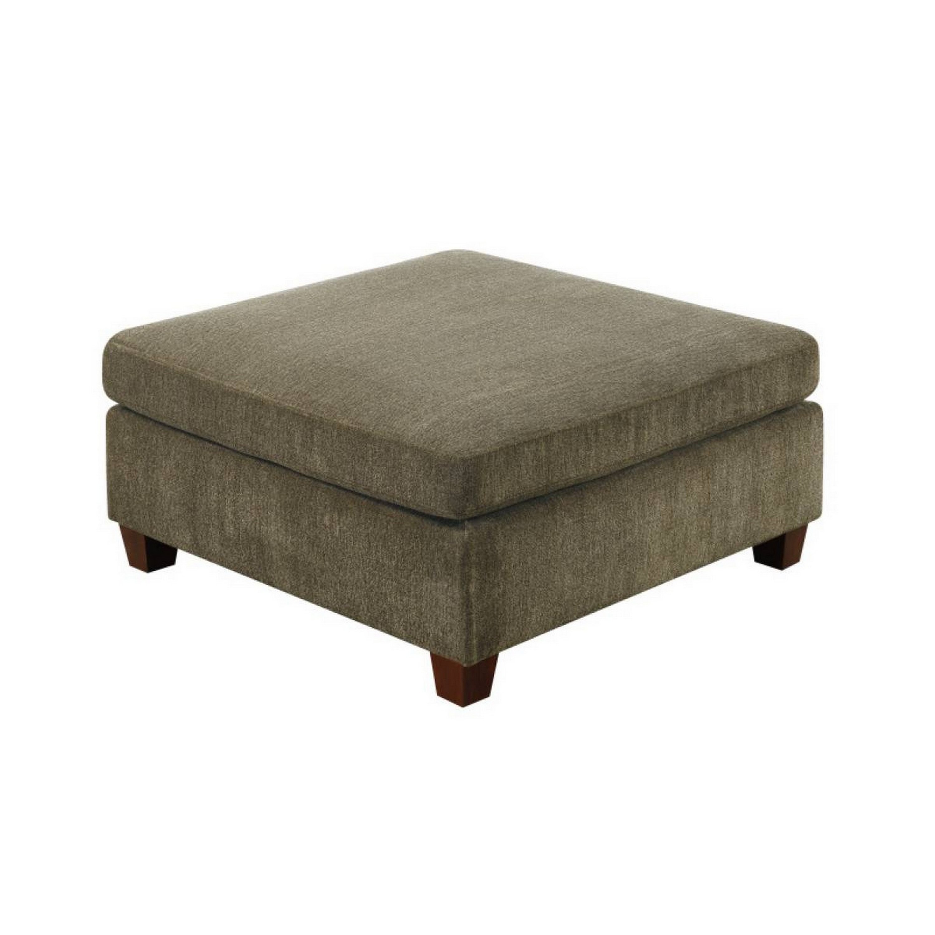Benzara 37 Inches Fabric Upholstered Wooden Ottoman-Taupe Brown