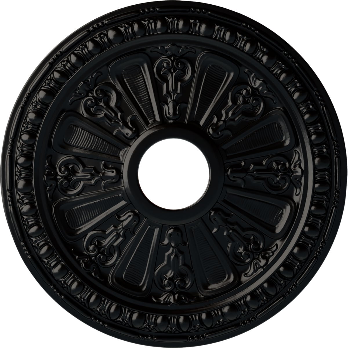 Ekena Millwork CM18RABLF Raymond 18.125-Inches W x 18.125-Inches L Painted Jet Black Polyurethane Whole Ceiling Medallion