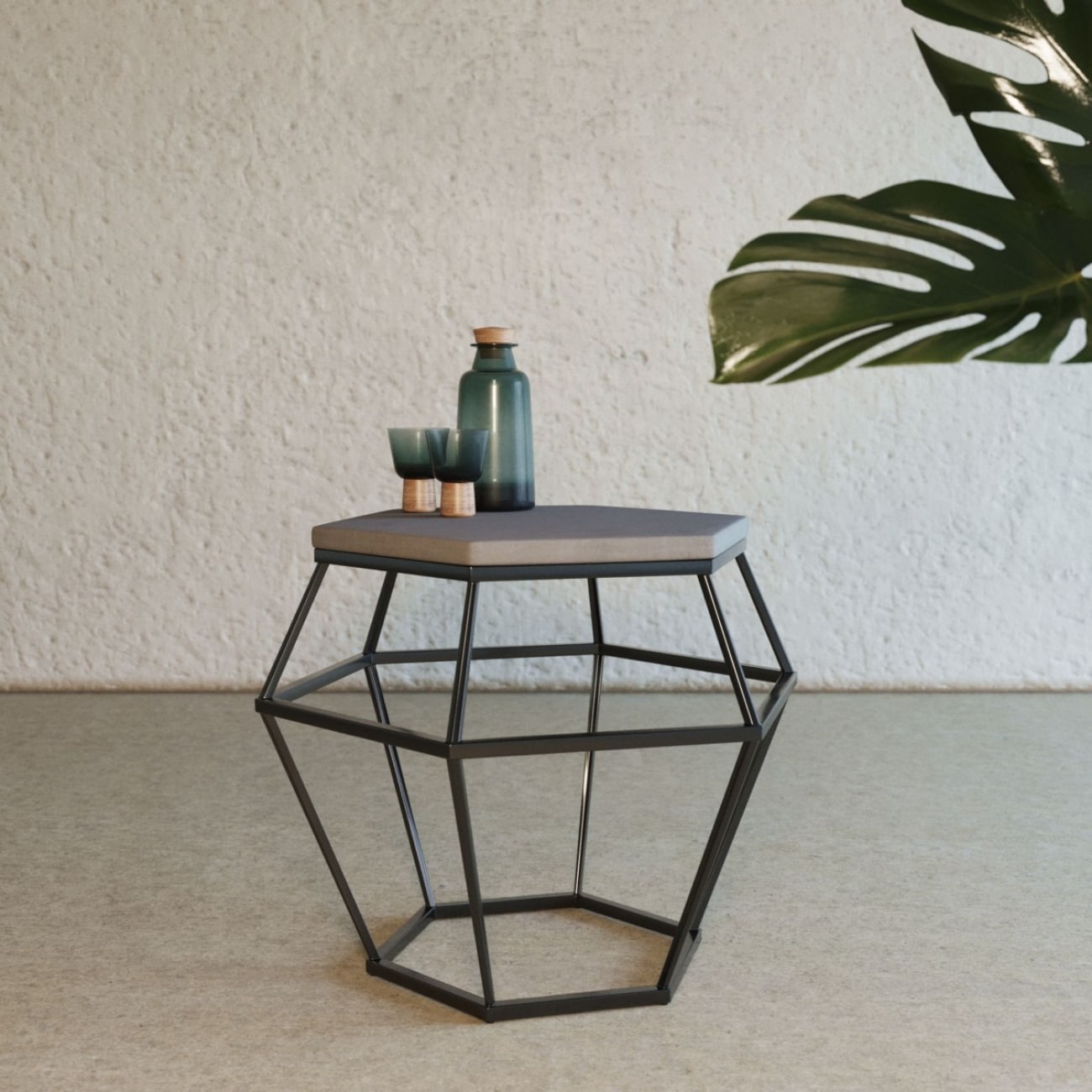 HomeRoots 4000473141 22-in W x 23-in H Grey Concrete Industrial End Table Fully Assembled