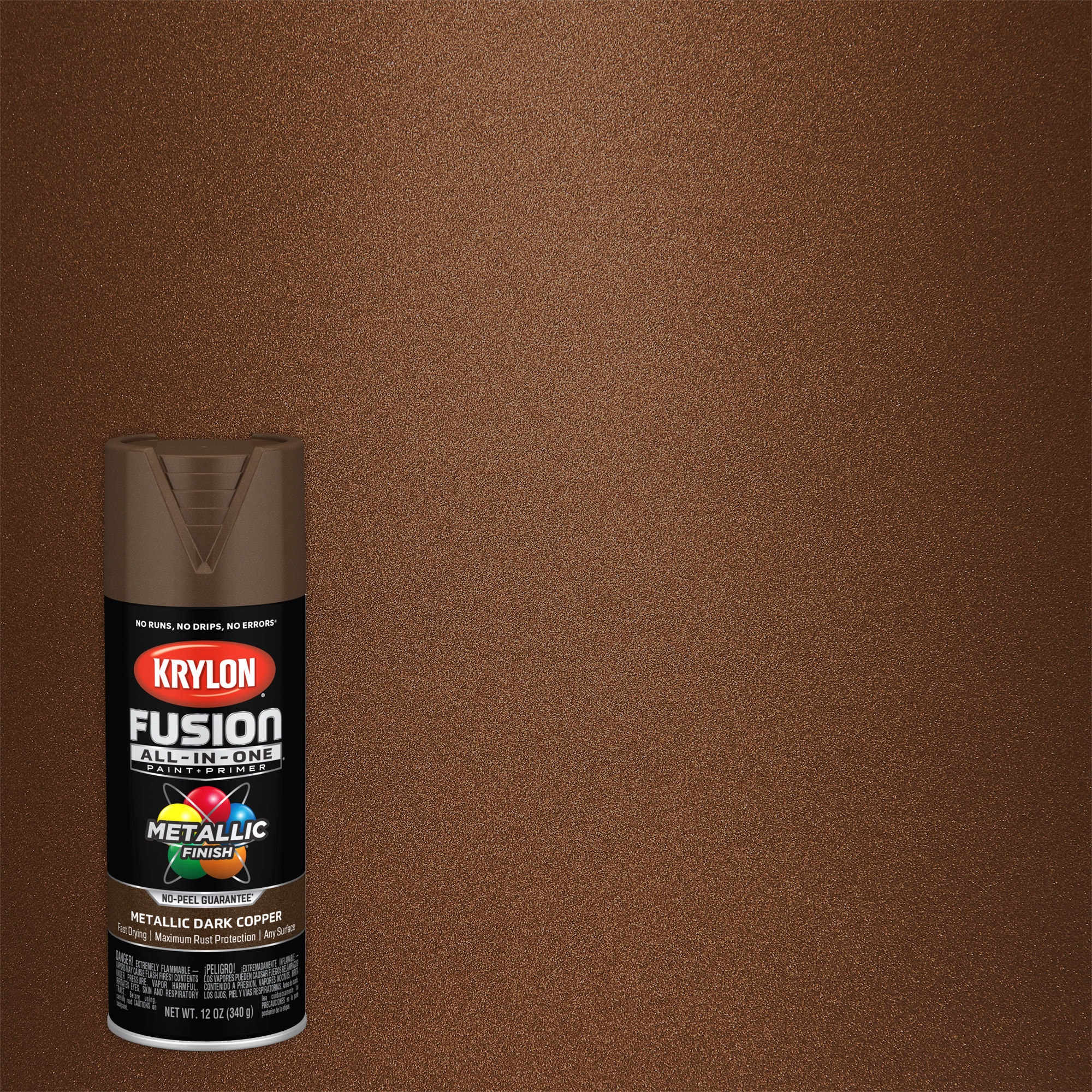 Krylon Fusion All-In-One Satin Dark Copper Metallic Spray Paint and Primer  In One (NET WT. 12-oz)