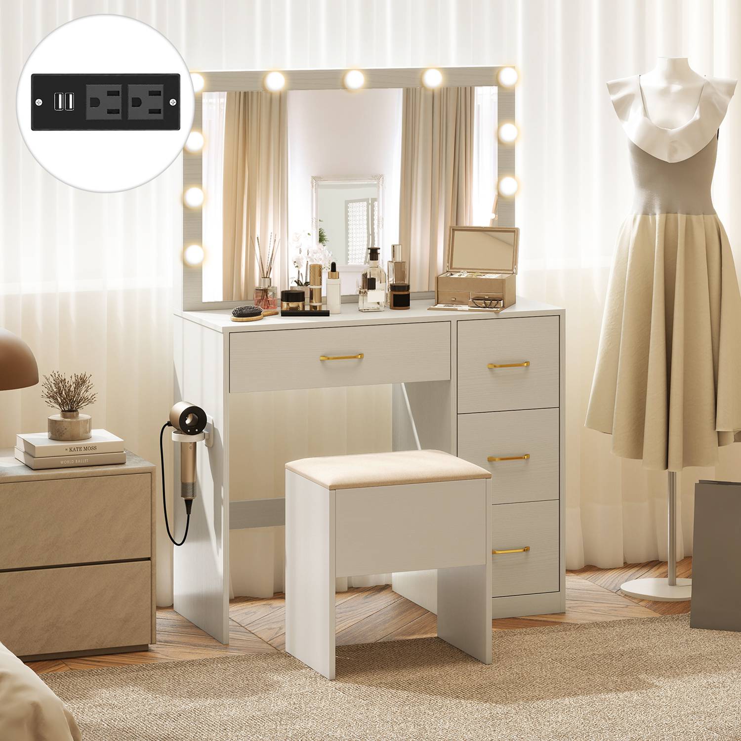Costway CSHY003154 Bedroom-Vanities - View #2