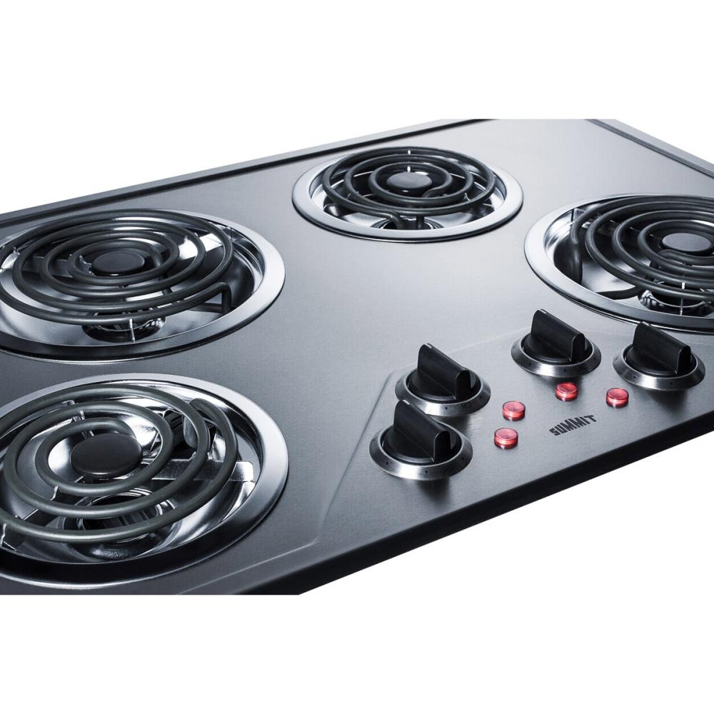 Summit Appliance 30-in 4 Burners Coil Stainless Steel Electric Cooktop