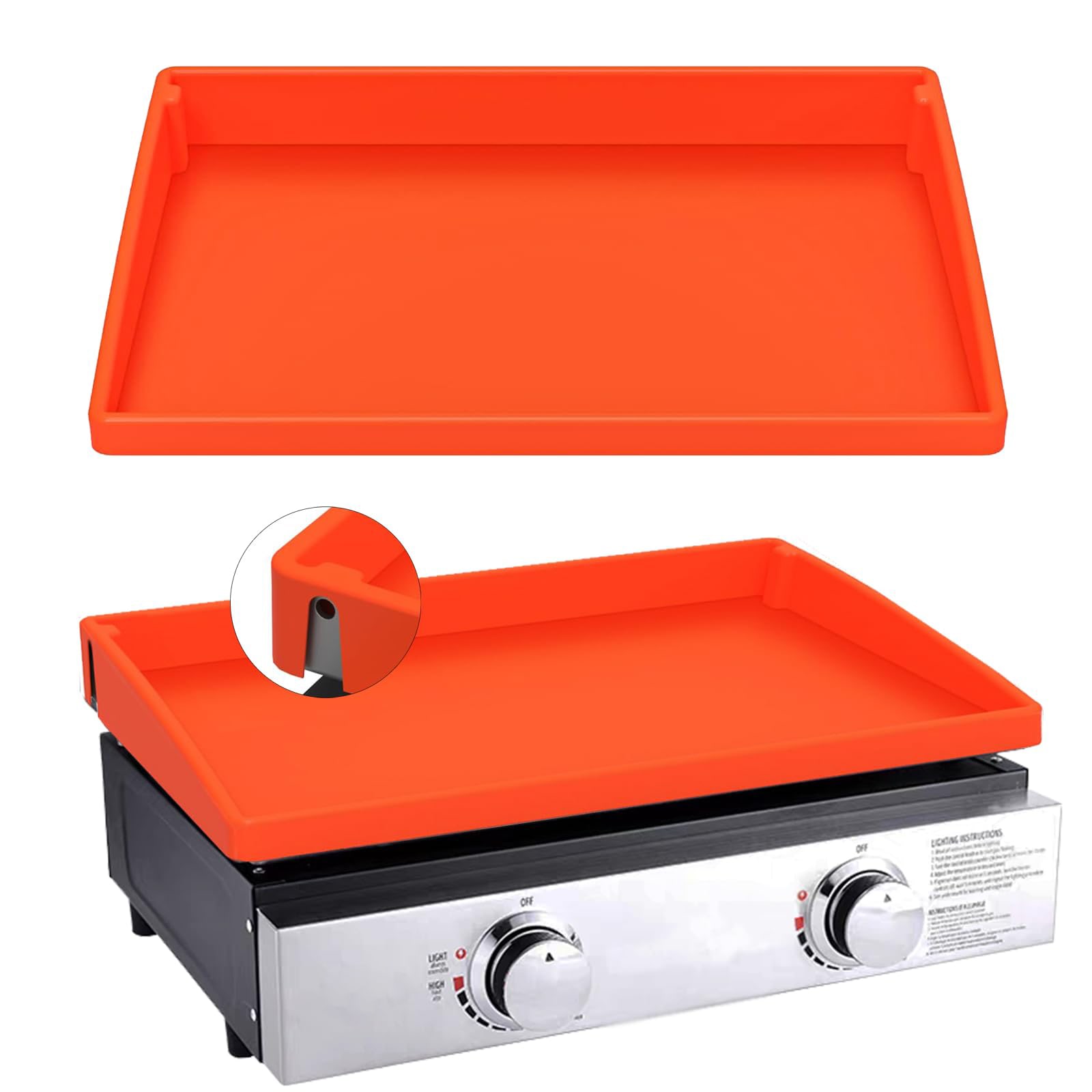 PAIHOME 22 Inch Orange Silicone Griddle Cover Mat for Omnivore Plate and Traditional Grills Full Edge Protection