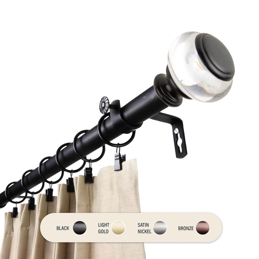 Hart & Harlow L100-58-282 1-in Jules 28-in to 48-in Black Steel Single curtain rod with Finials