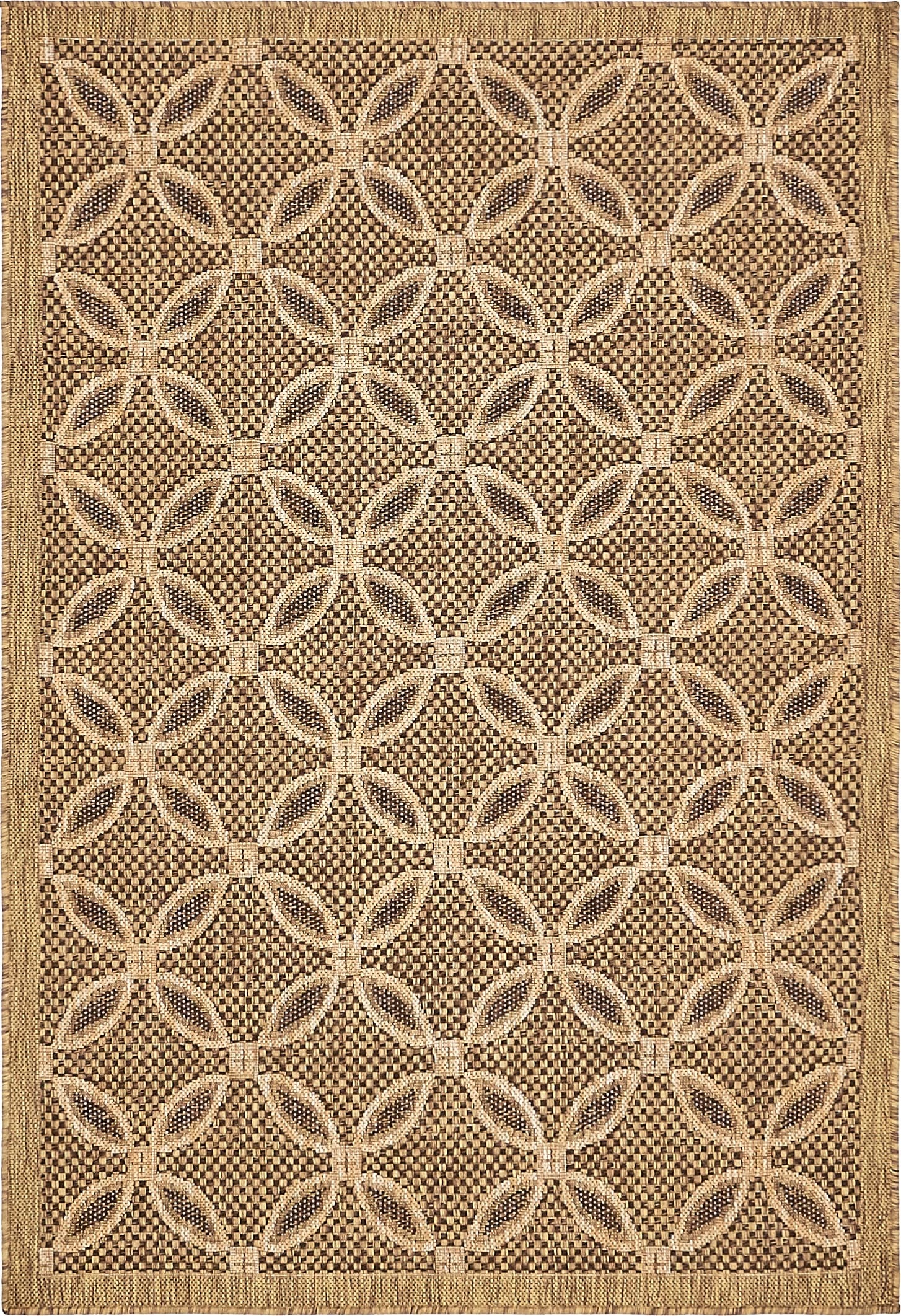 Light Brown and Beige Rectangular Outdoor Synthetic Rug