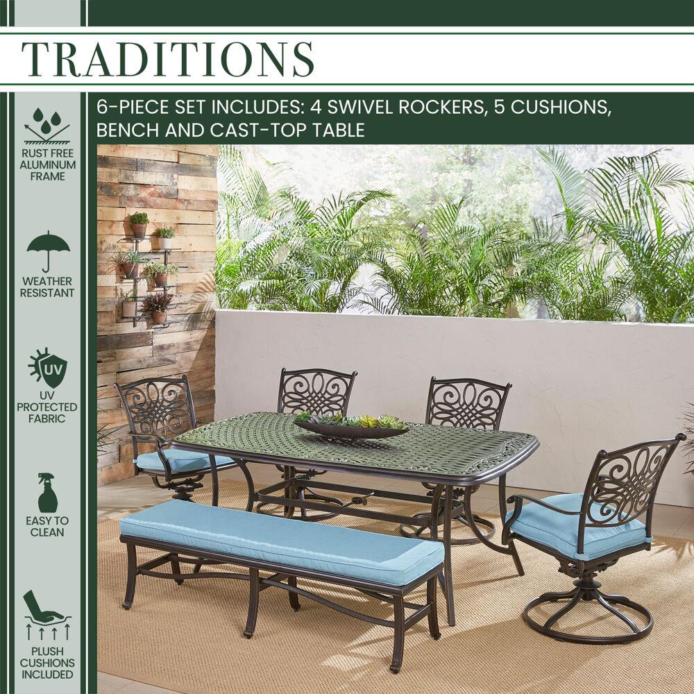 Hanover TRADDN6PCSW4BN-BLU Patio-Dining-Sets - View #2