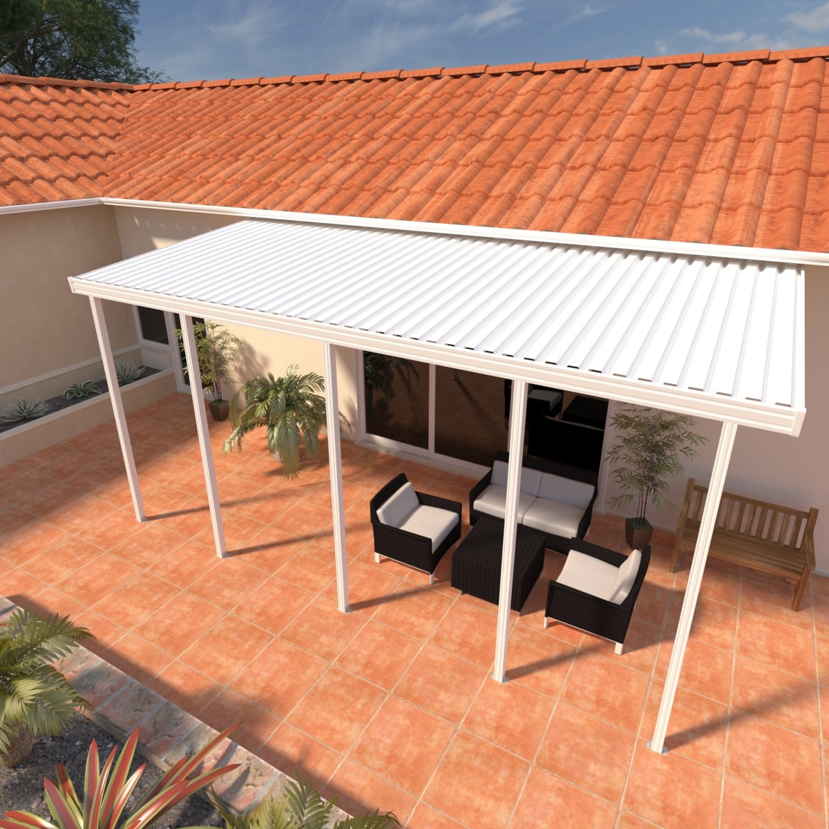 Four Seasons OLS 22-ft x 10-ft White Aluminum Patio Cover in the Patio  Covers department at