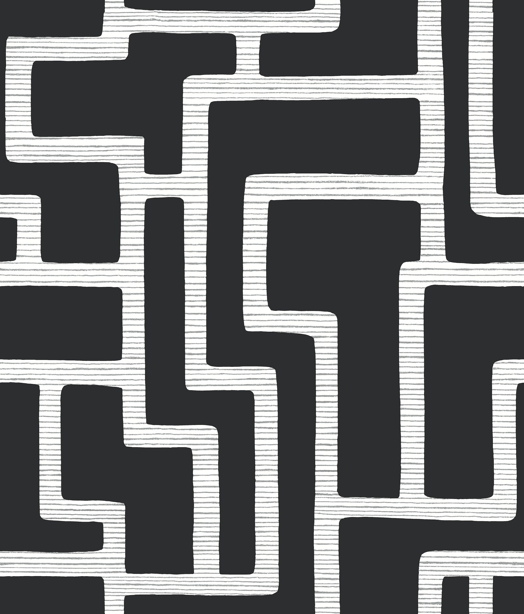 York Wallcoverings BW3831 Black and White Resource Library 56.4-Sq. Feet Black Non-woven Geometric Prepasted Water Activated Paste Wallpaper